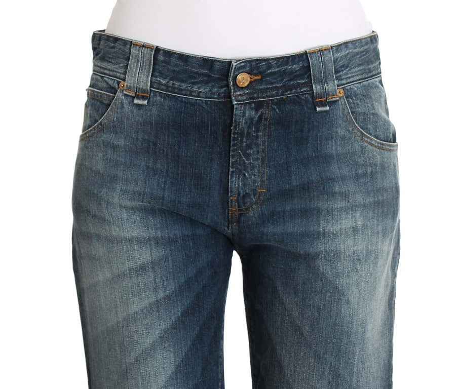Jean en denim stretch de coton coupe décontractée bleu délavé John Galliano