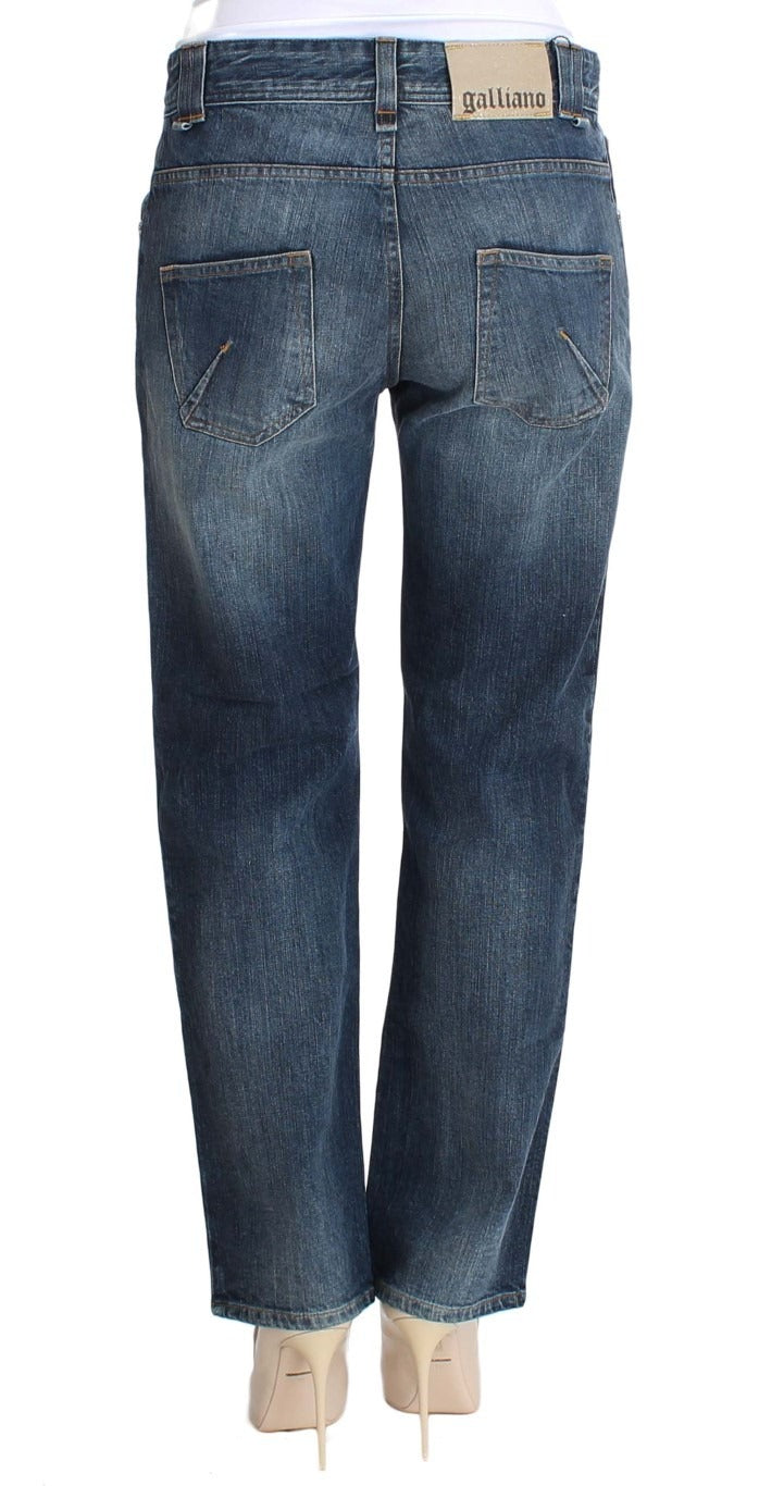 Jean en denim stretch de coton coupe décontractée bleu délavé John Galliano