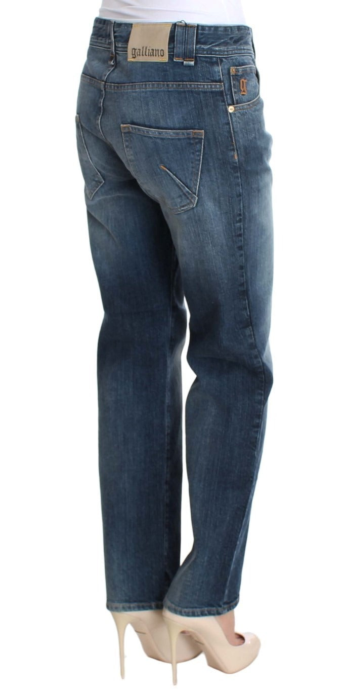 Jean en denim stretch de coton coupe décontractée bleu délavé John Galliano