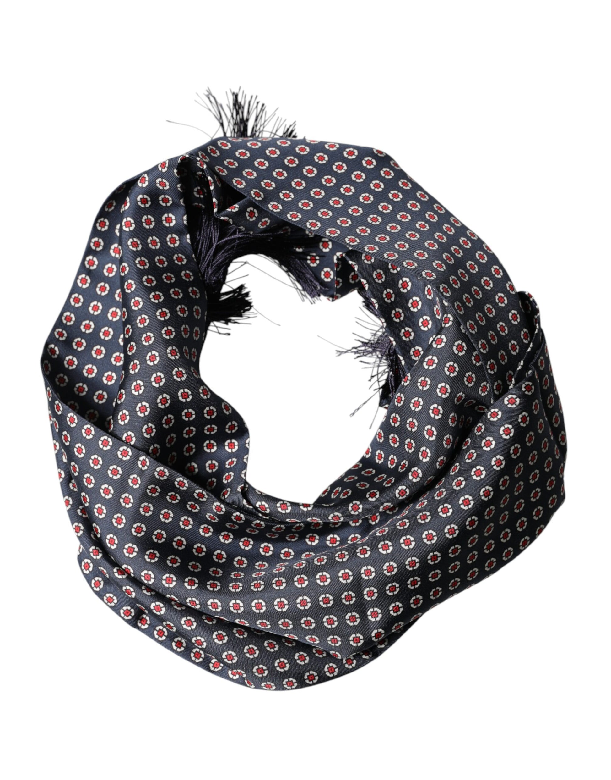Écharpe-foulard Dolce & Gabbana noire à motifs et franges