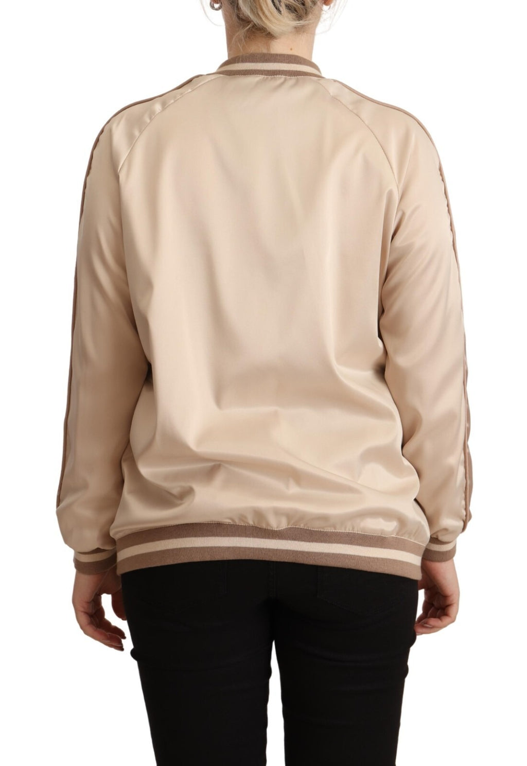 Twinset Bomber Full Zip Beige Long Sleeves Polyester Jacket
