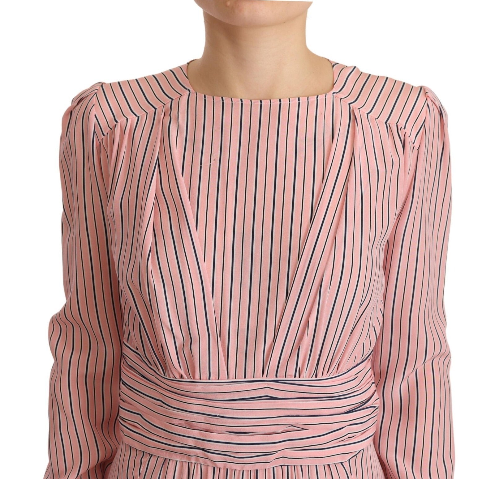 Robe fourreau midi rayée rose à manches longues Ermanno Scervino