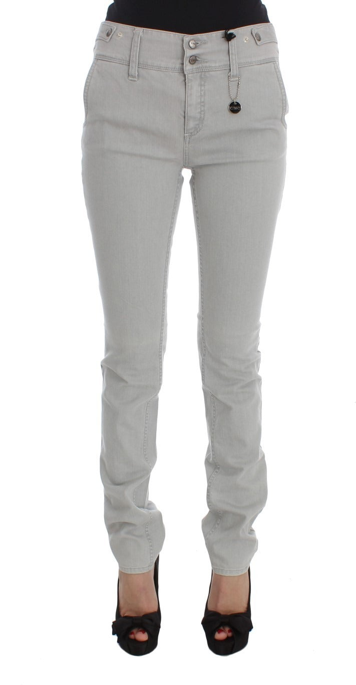 Costume National Pantalon Mélange Coton Gris Jean Super Slim Fit