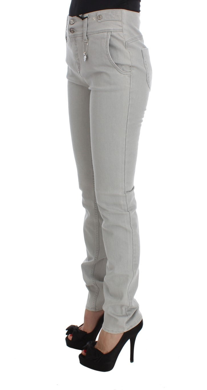 Costume National Pantalon Mélange Coton Gris Jean Super Slim Fit