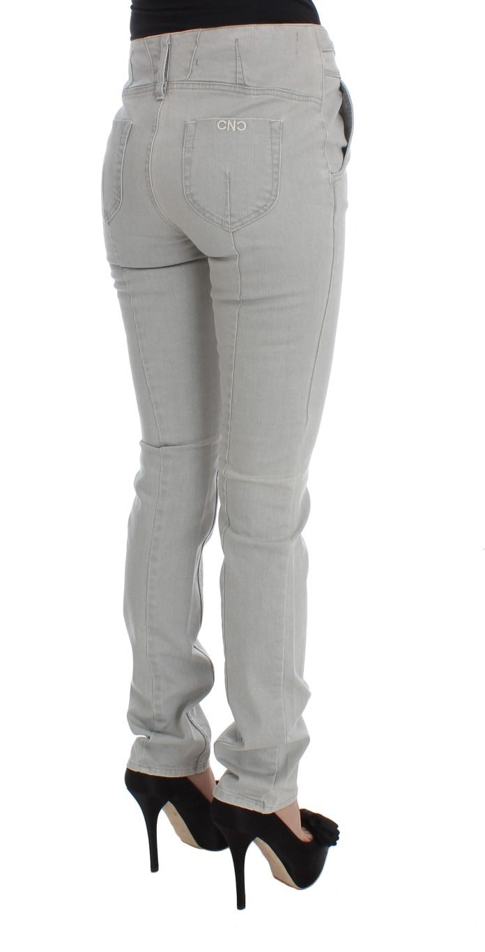 Costume National Pantalon Mélange Coton Gris Jean Super Slim Fit