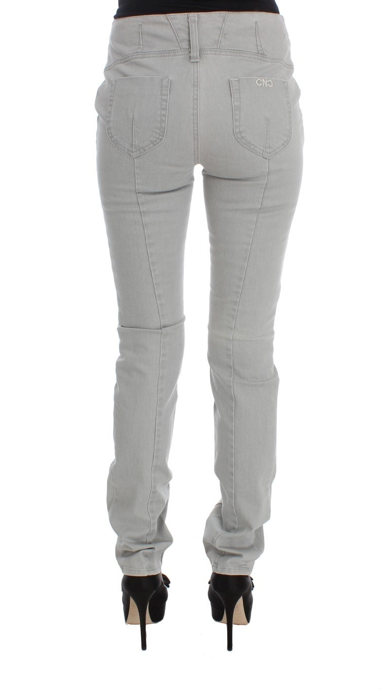 Costume National Pantalon Mélange Coton Gris Jean Super Slim Fit