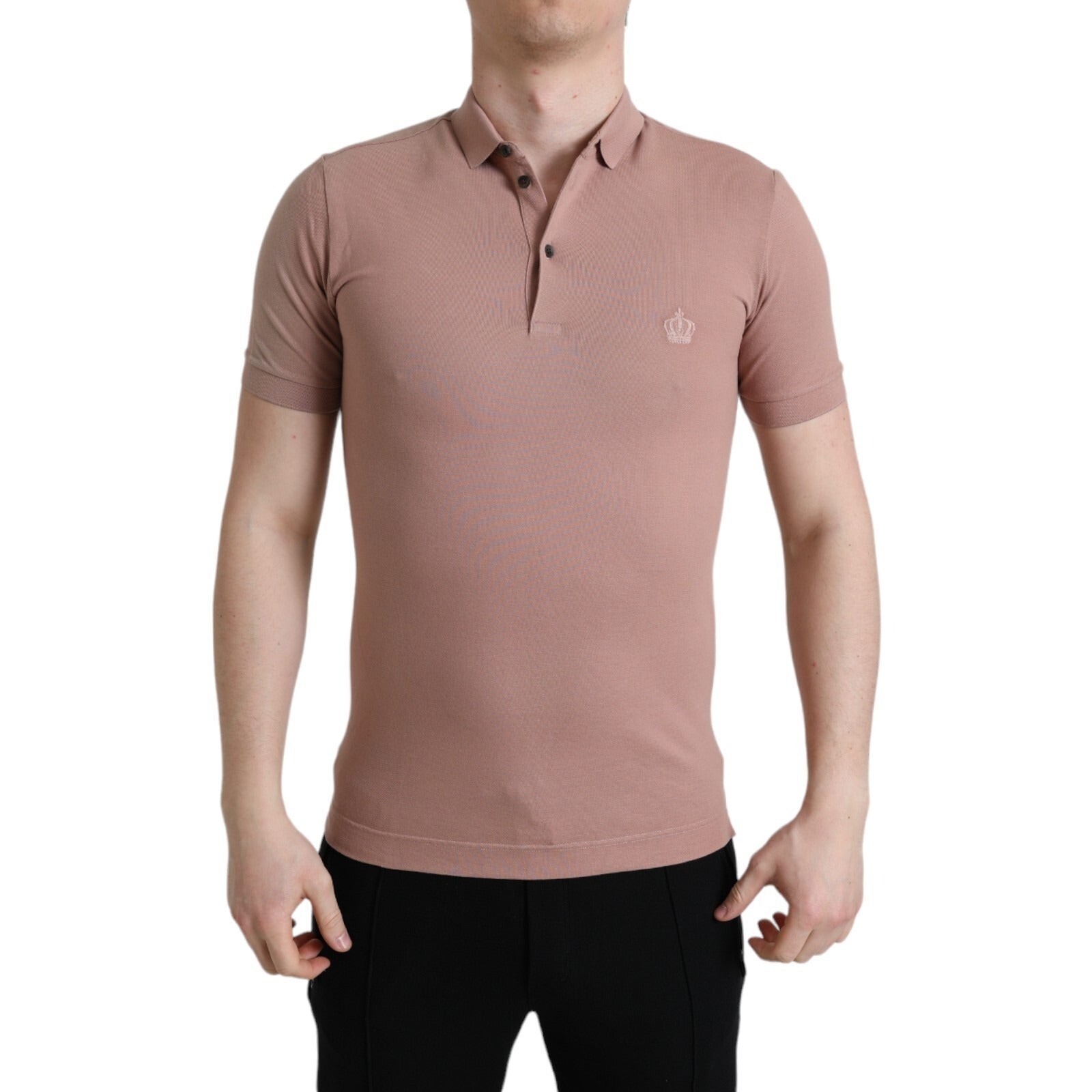 Polo Dolce & Gabbana rose à col et manches courtes pour homme motif Couronne