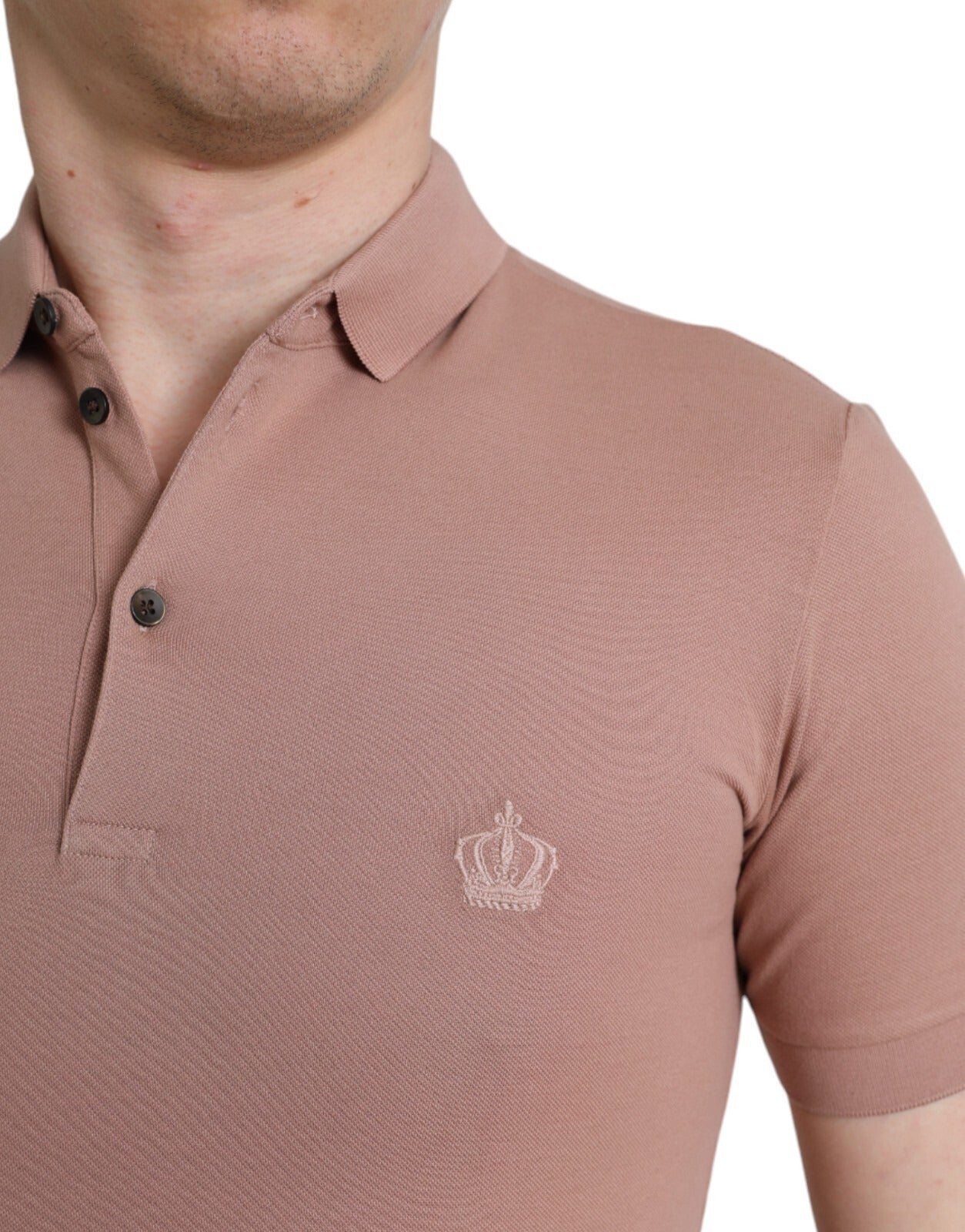 Polo Dolce & Gabbana rose à col et manches courtes pour homme motif Couronne