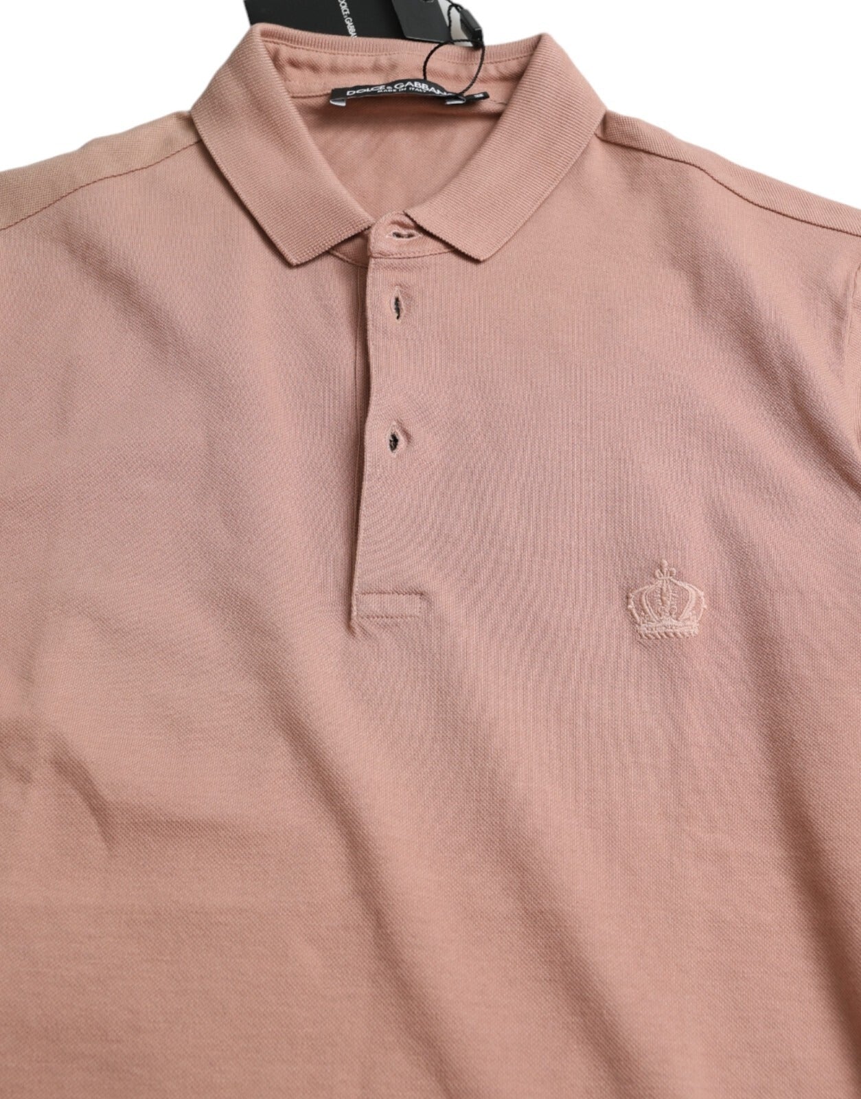 Polo Dolce & Gabbana rose à col et manches courtes pour homme motif Couronne