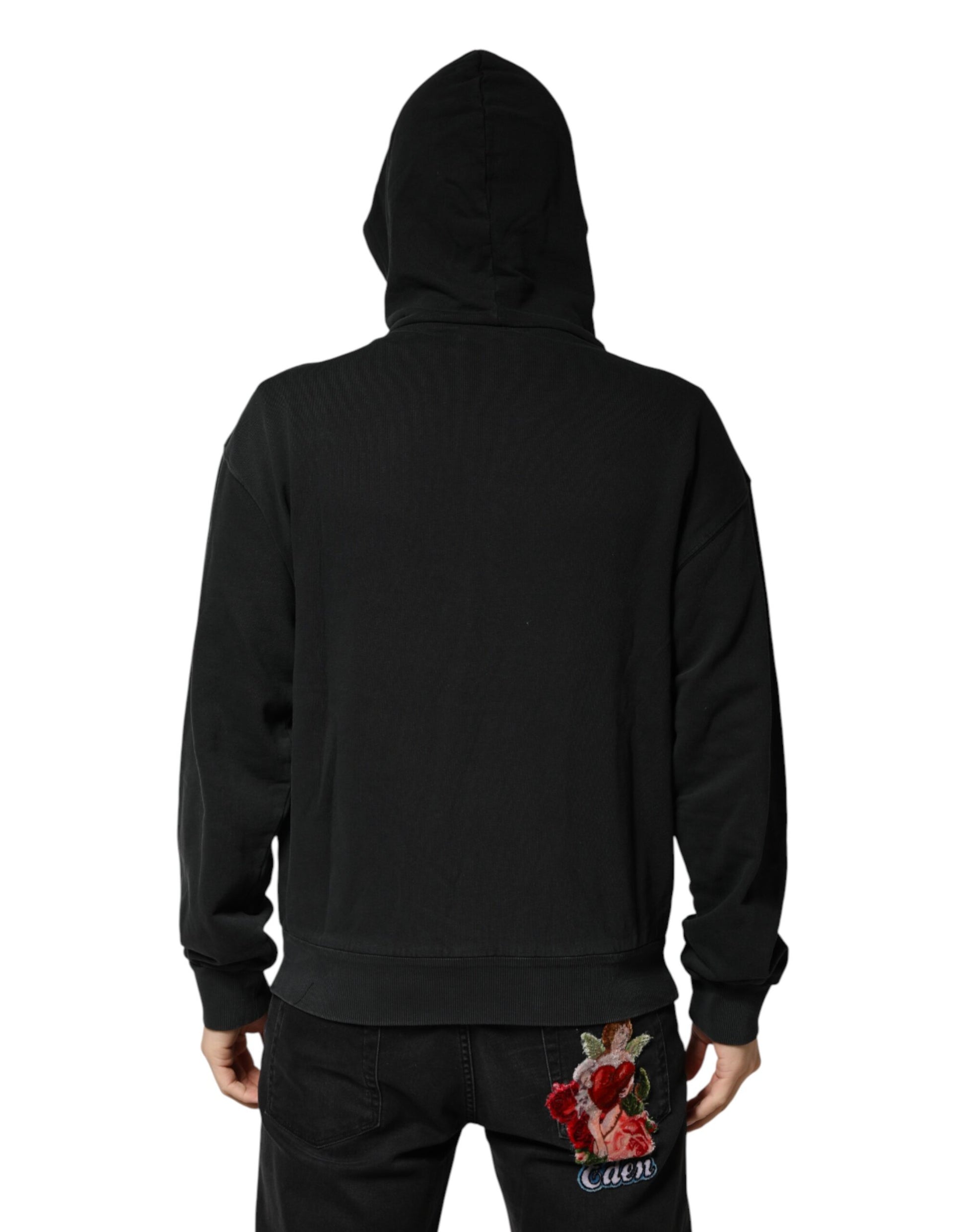Dolce & Gabbana Sweat-shirt à capuche zippé noir pour homme