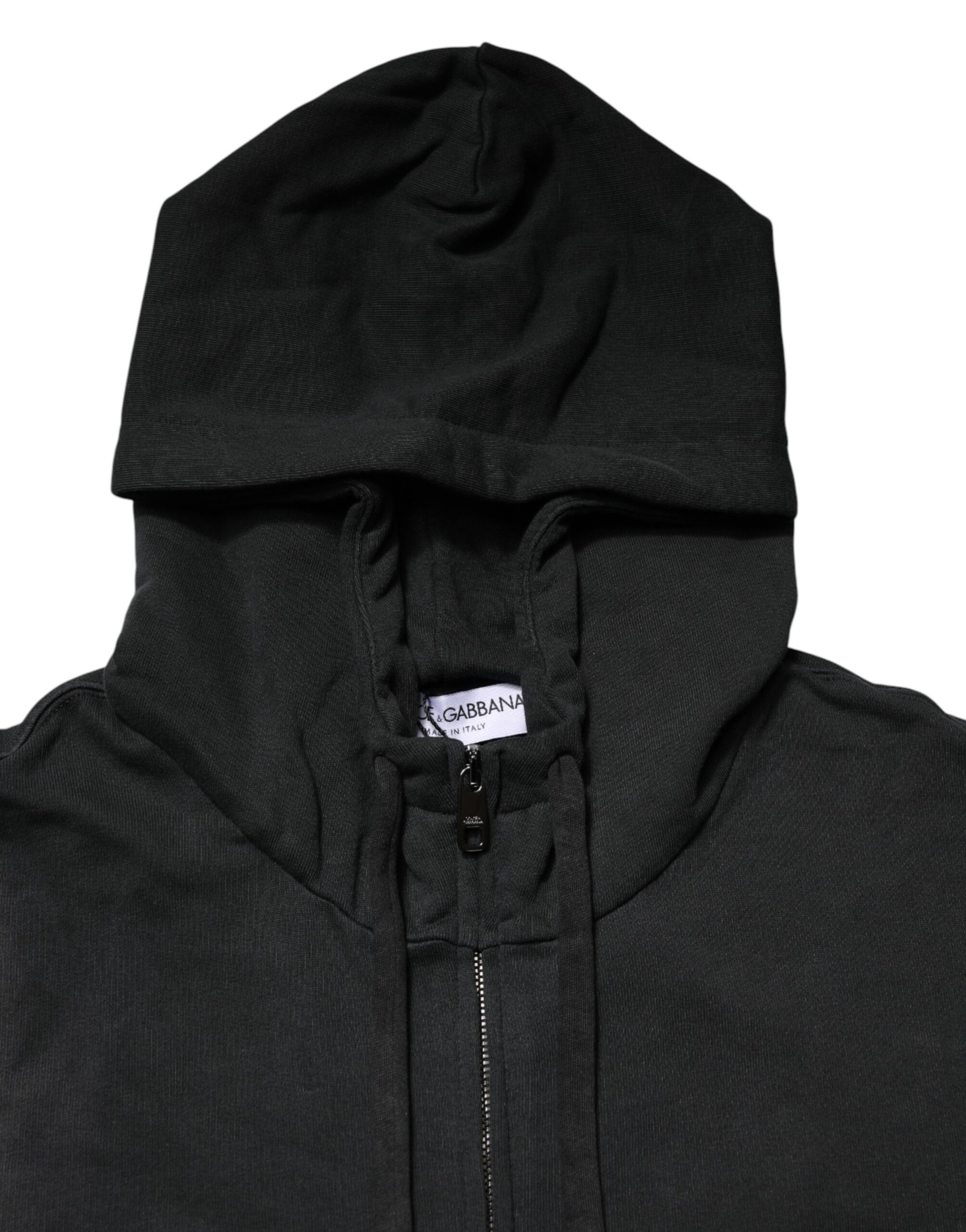 Dolce & Gabbana Sweat-shirt à capuche zippé noir pour homme