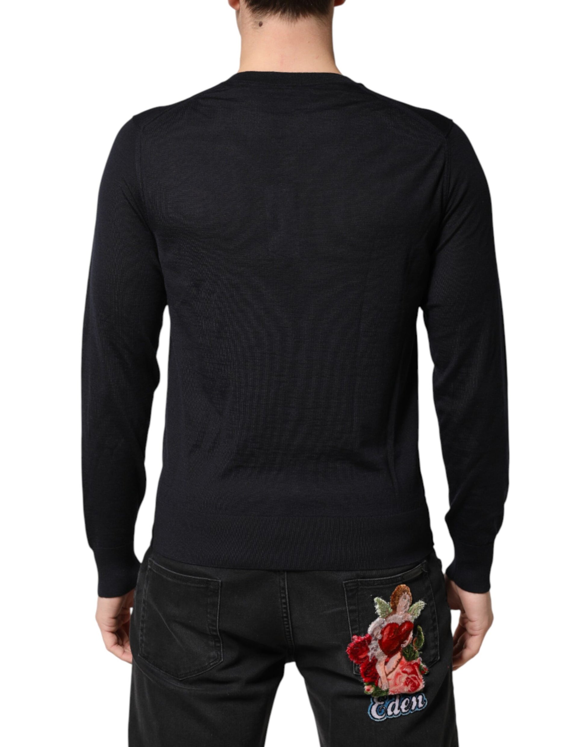 Pull en cachemire noir à col en V Dolce & Gabbana pour homme