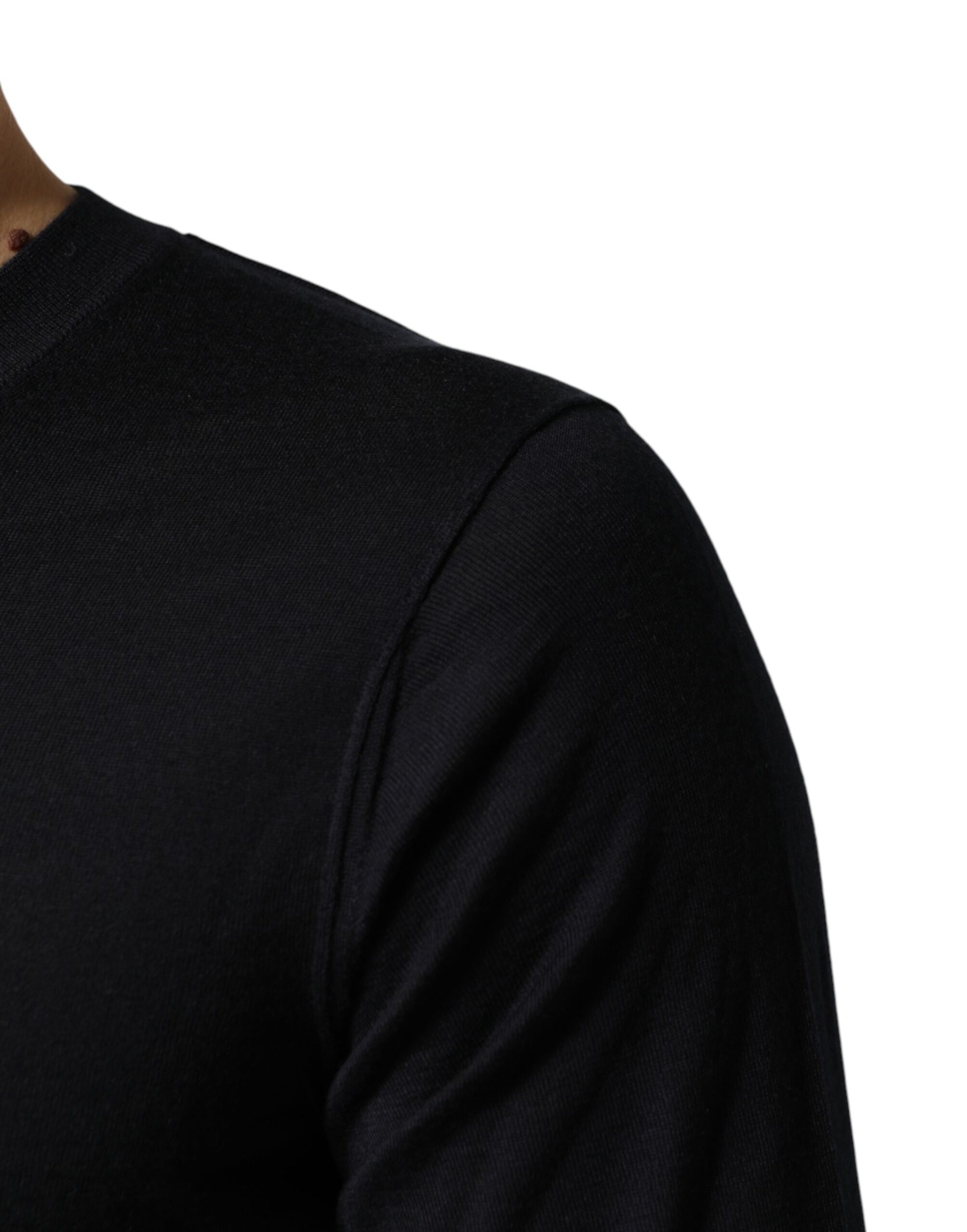 Pull en cachemire noir à col en V Dolce & Gabbana pour homme