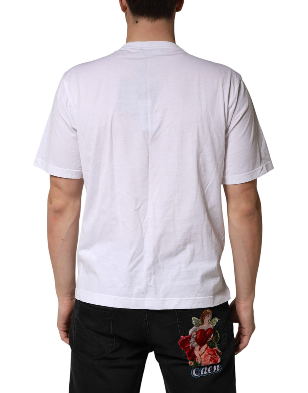 T-shirt Dolce & Gabbana en coton blanc orné d'un collier