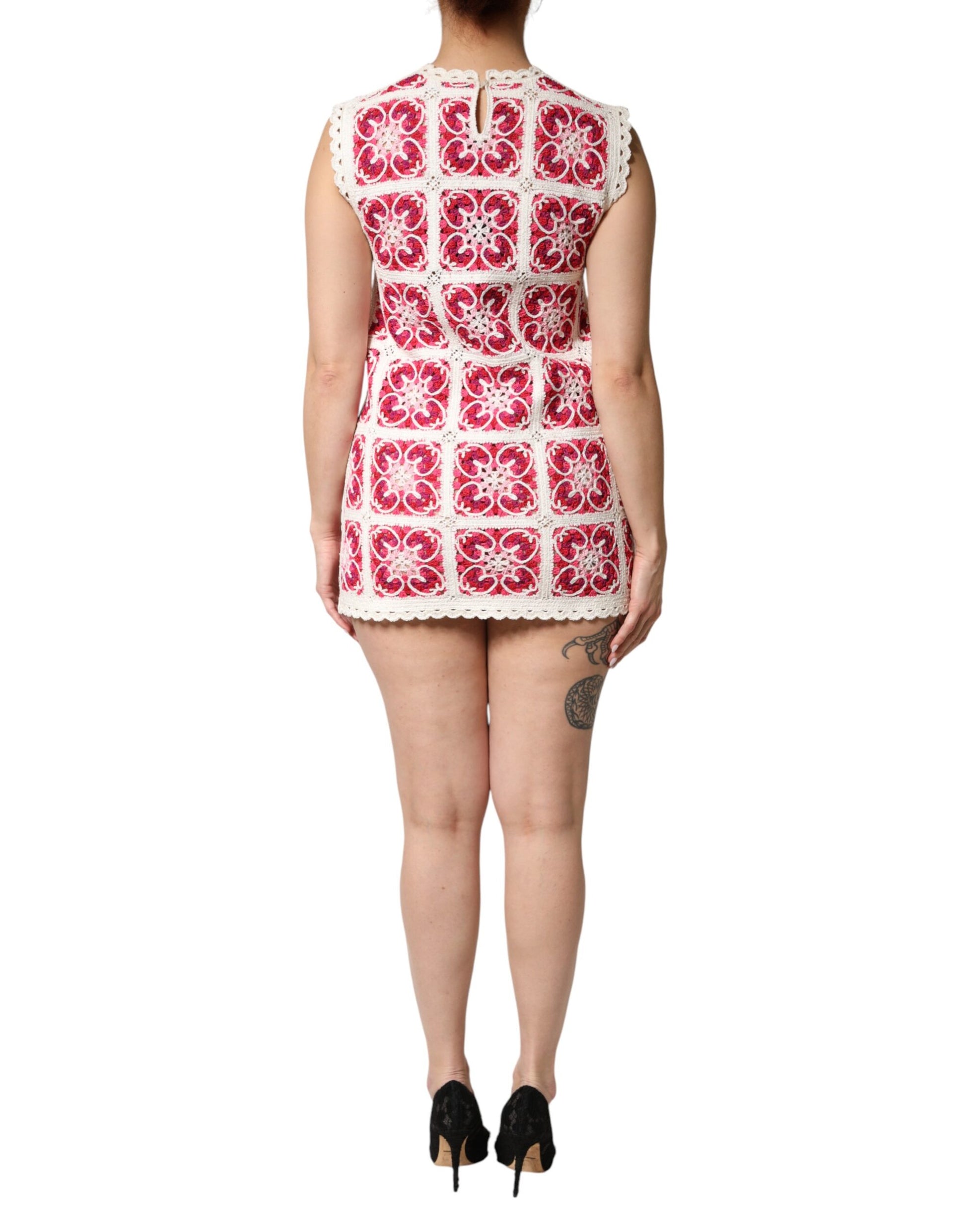 Mini-robe en crochet Dolce & Gabbana multicolore à mailles en briques