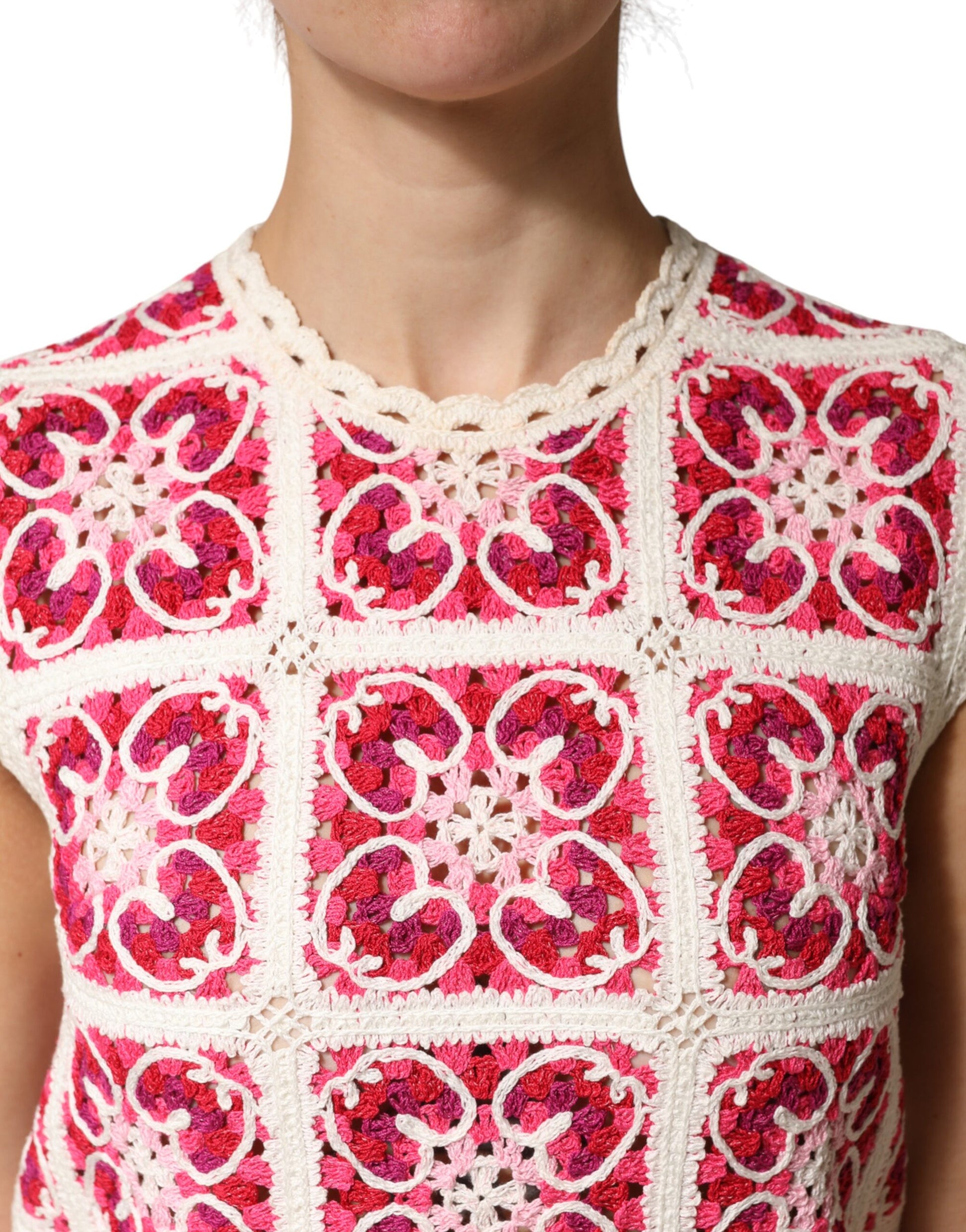 Mini-robe en crochet Dolce & Gabbana multicolore à mailles en briques