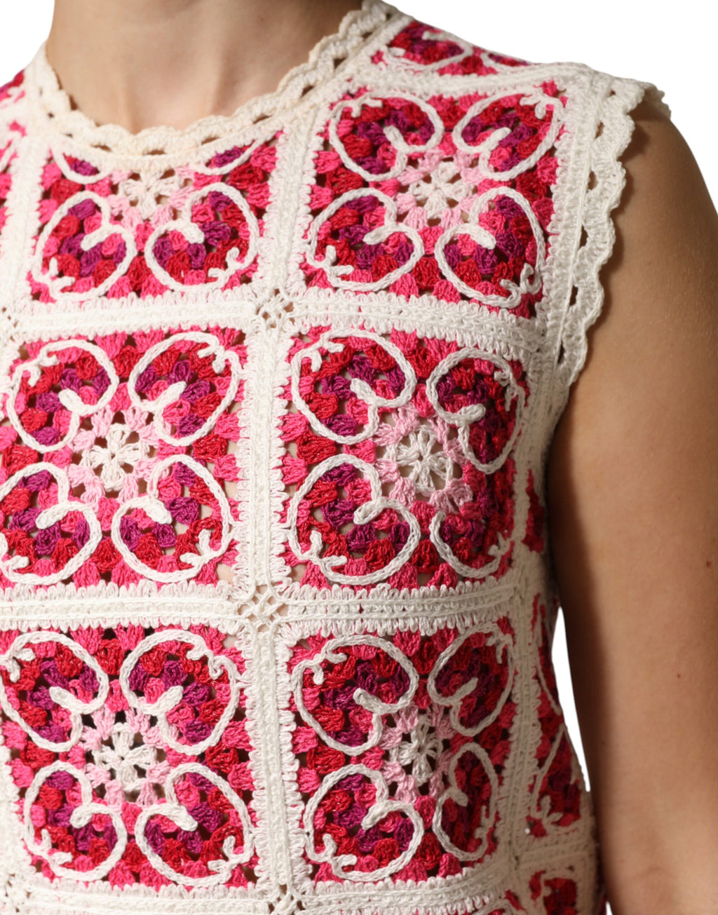 Mini-robe en crochet Dolce & Gabbana multicolore à mailles en briques
