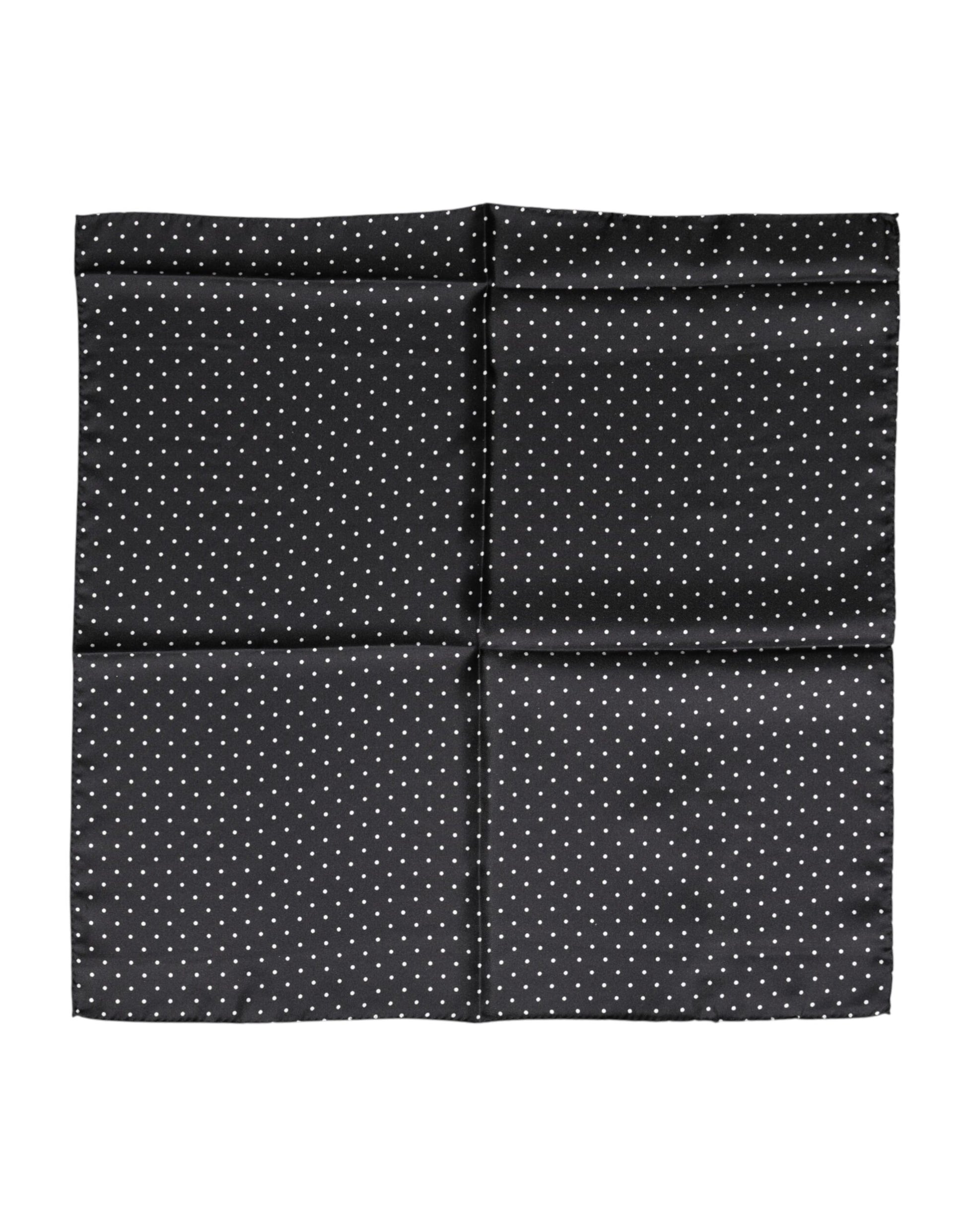Foulard carré en soie à pois noirs Dolce & Gabbana