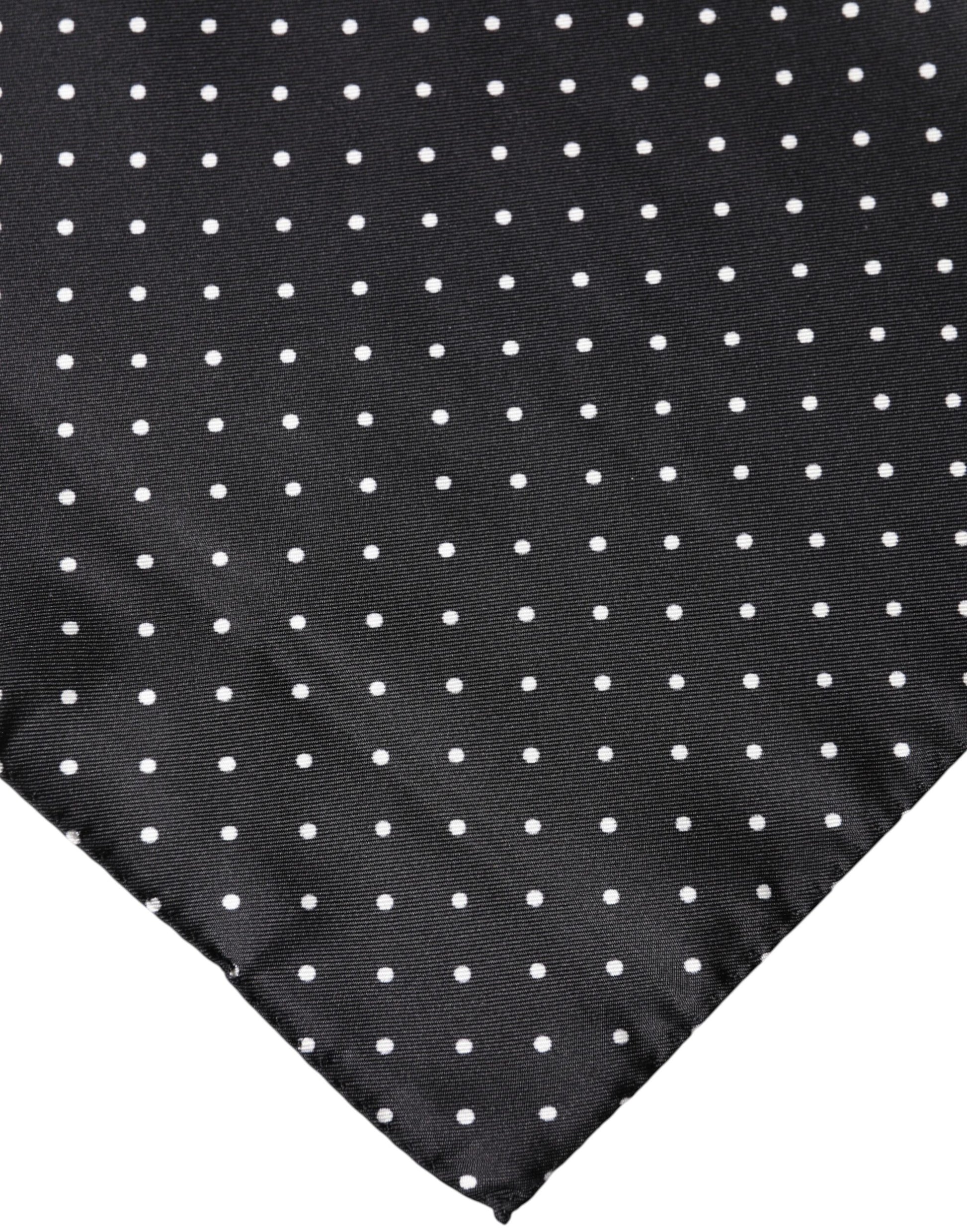 Foulard carré en soie à pois noirs Dolce & Gabbana