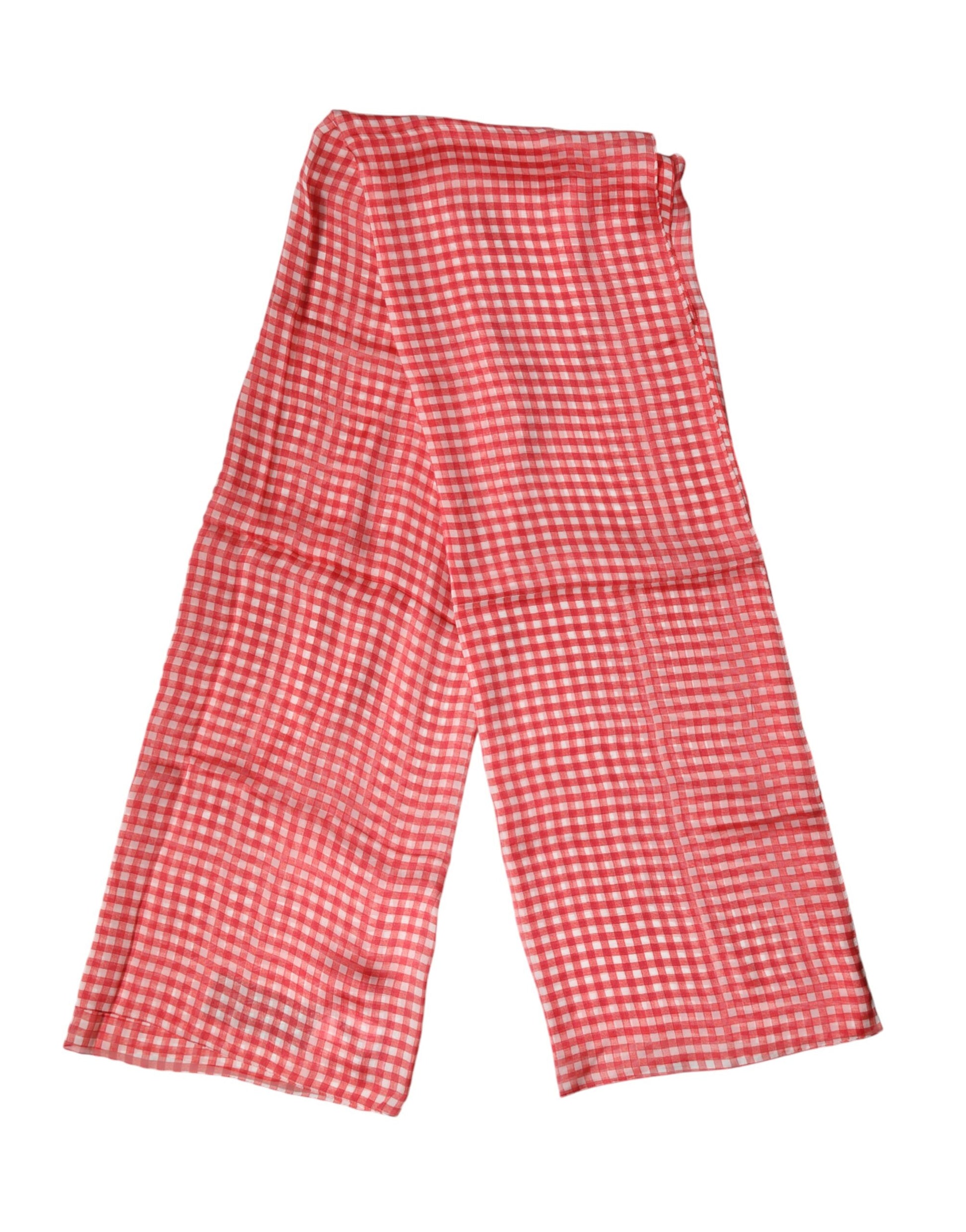 Écharpe/Foulard tour de cou en soie à carreaux rouges Dolce & Gabbana