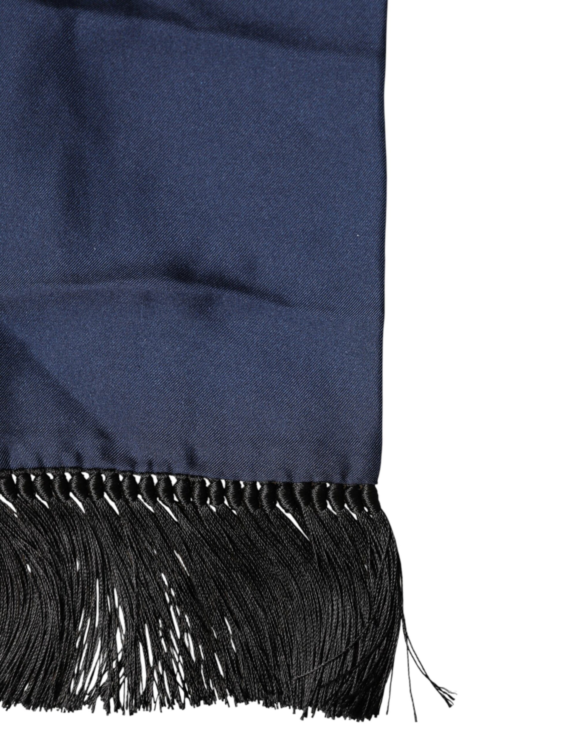 Foulard Écharpe en Soie Bleue Marine à Franges Dolce & Gabbana
