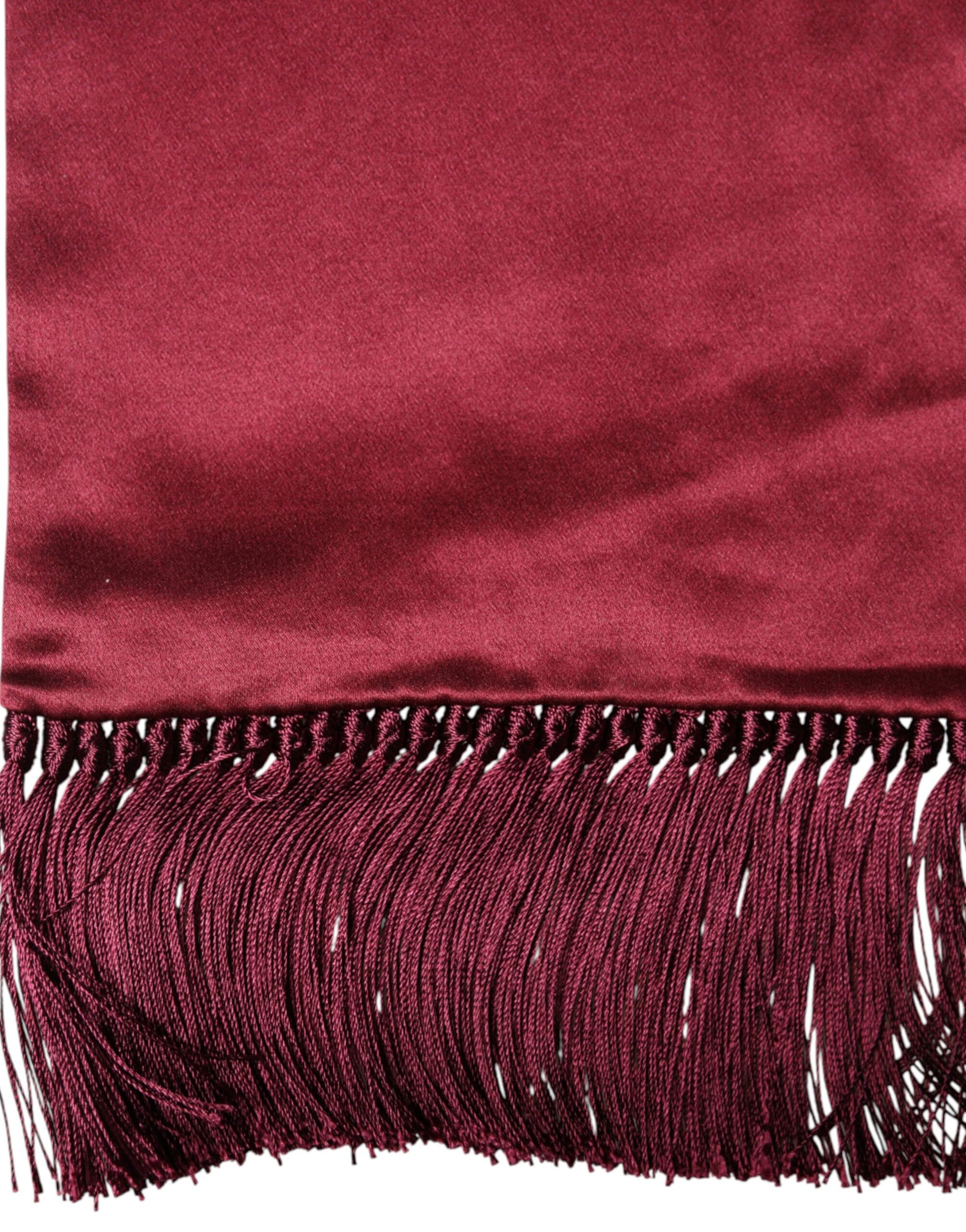 Foulard en satin de soie rouge à franges Dolce & Gabbana
