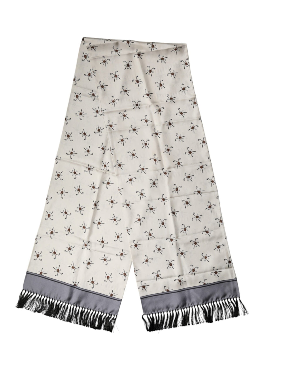 Écharpe foulard portefeuille Dolce & Gabbana blanche imprimée à franges homme 183 cm x 33 cm
