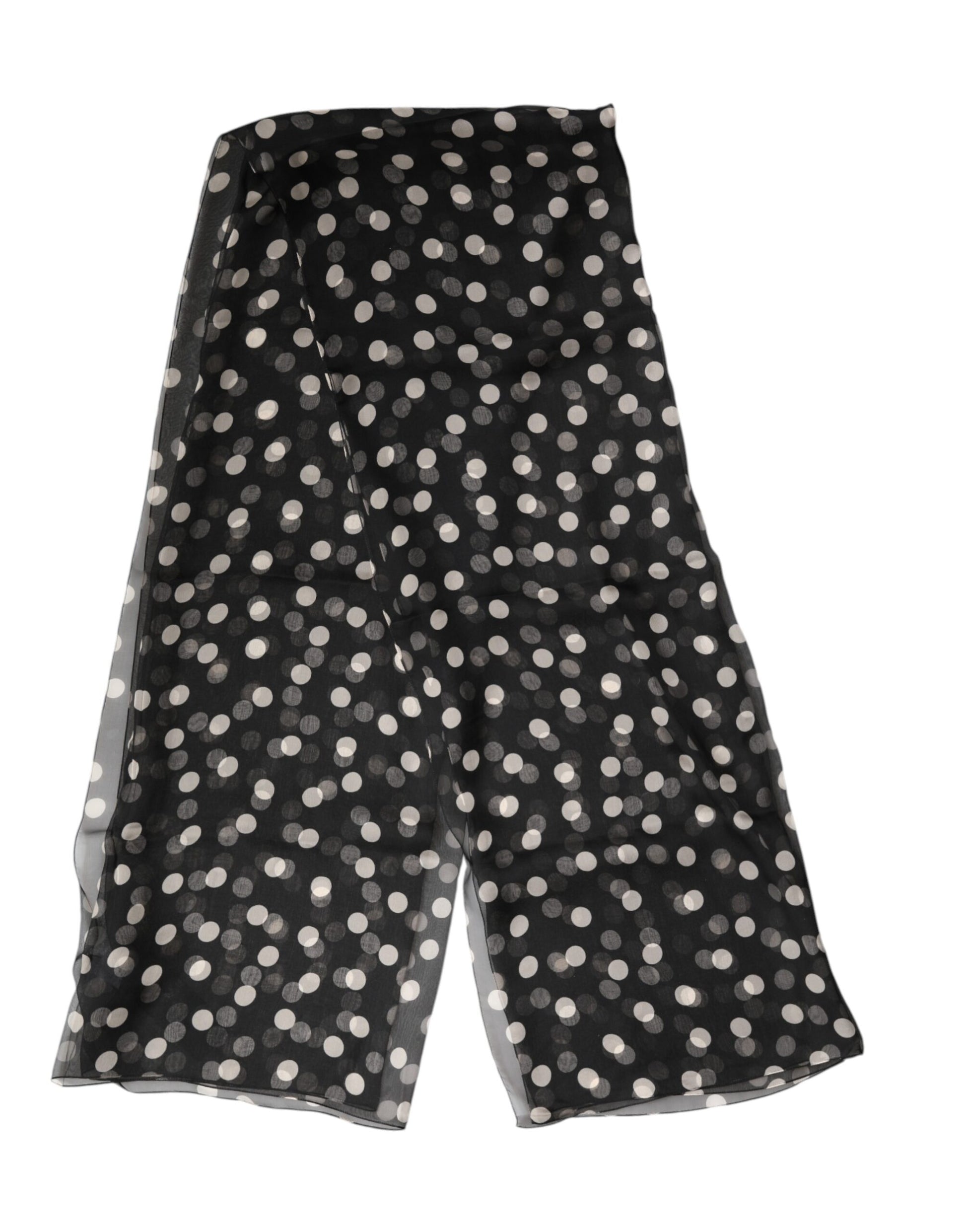 Écharpe Châle Cache-cou en Soie à Pois Noirs Dolce & Gabbana 205cm x 137cm