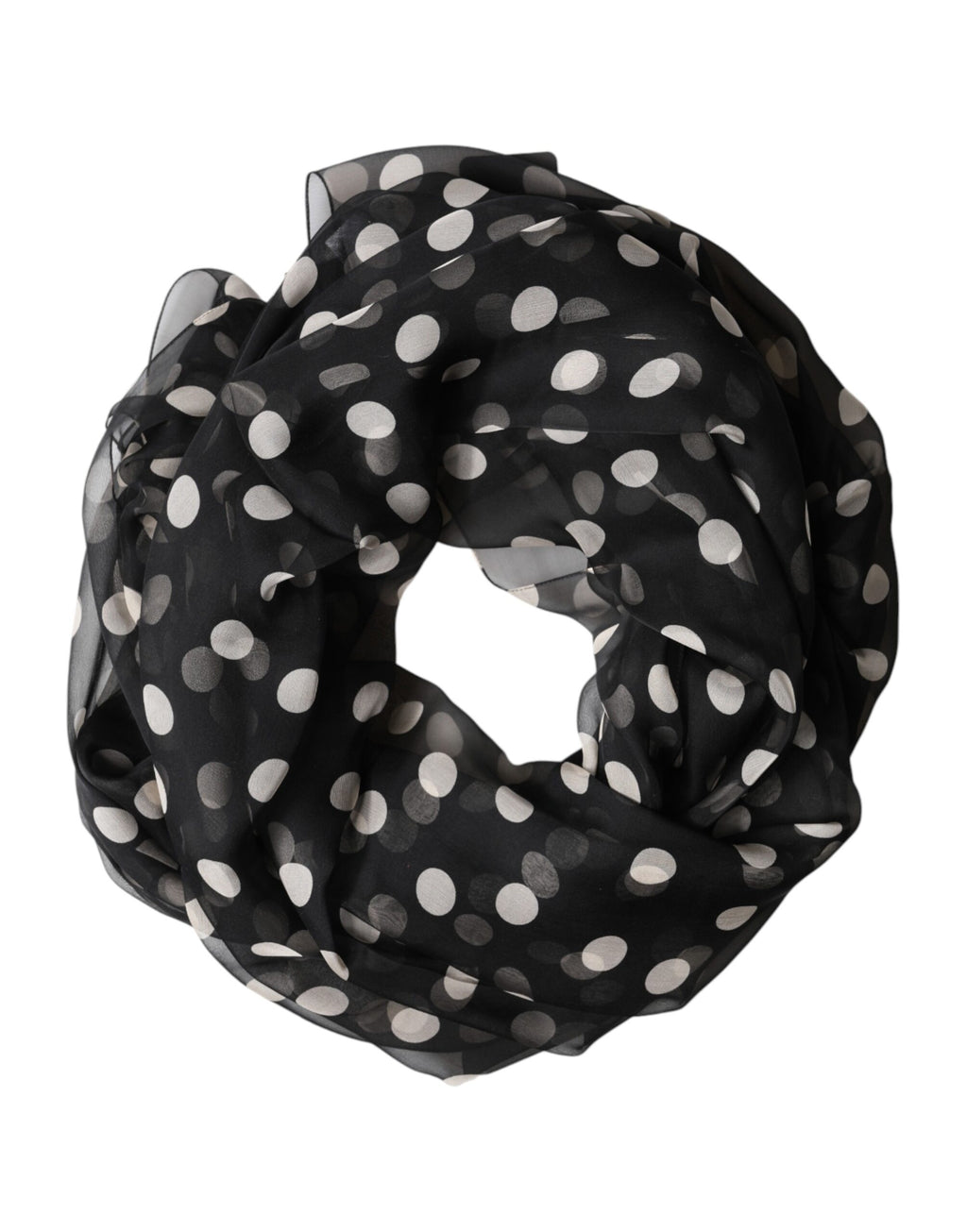 Écharpe Châle Cache-cou en Soie à Pois Noirs Dolce & Gabbana 205cm x 137cm