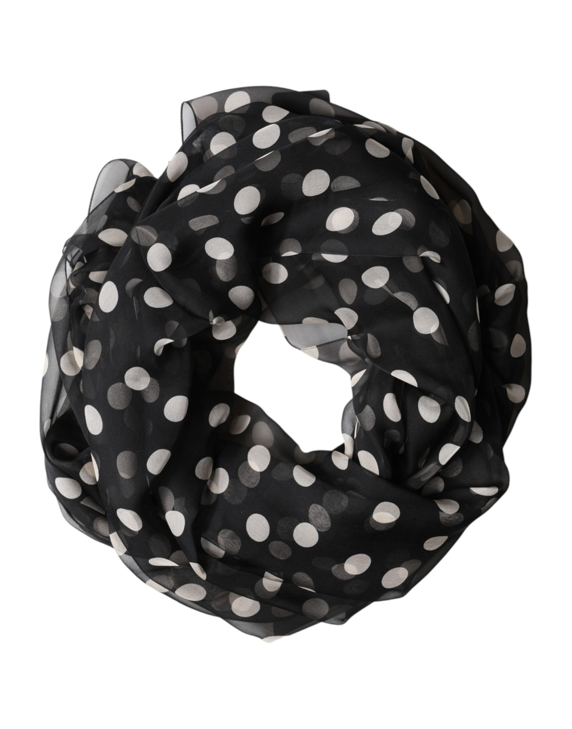 Écharpe Châle Cache-cou en Soie à Pois Noirs Dolce & Gabbana 205cm x 137cm