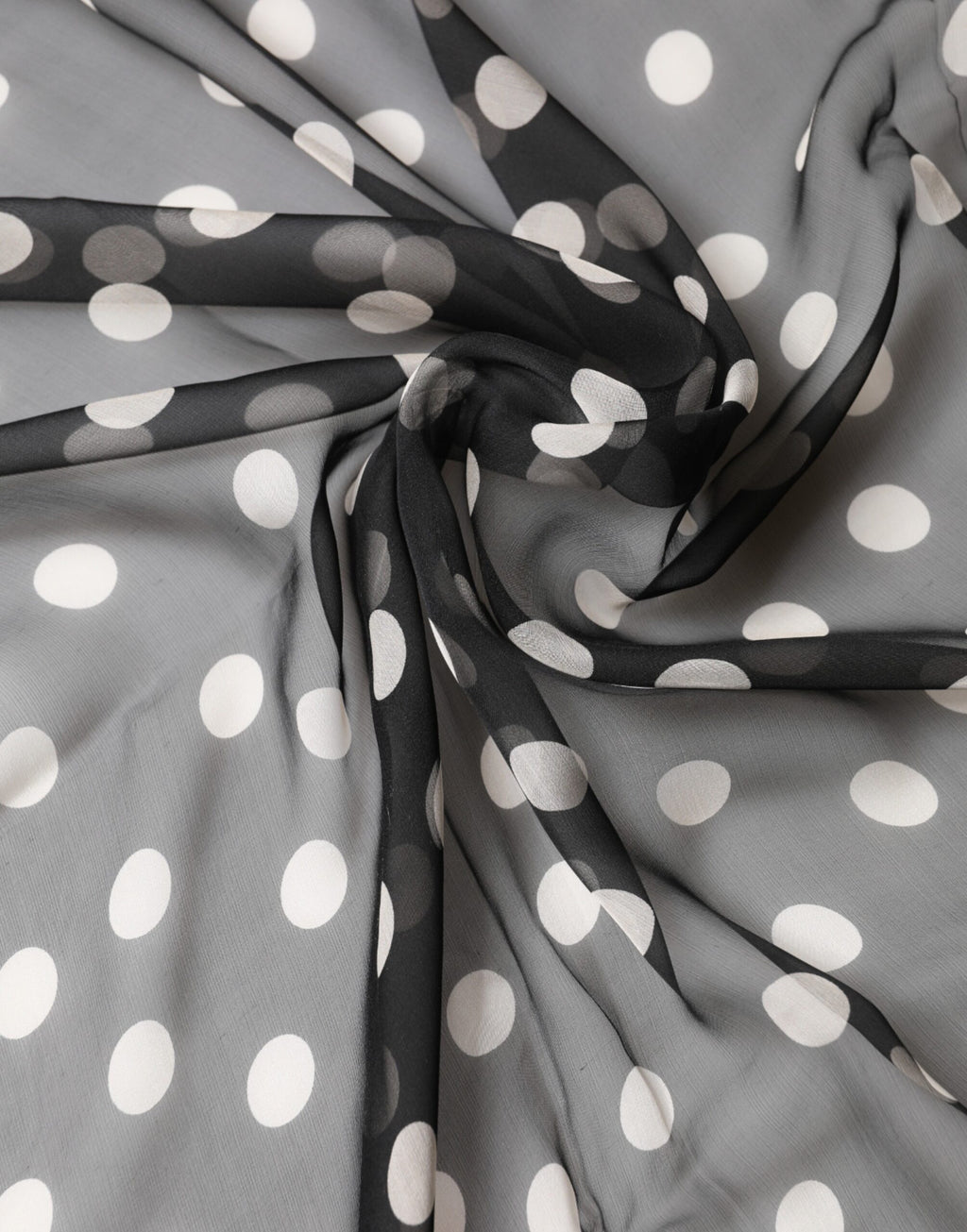Écharpe Châle Cache-cou en Soie à Pois Noirs Dolce & Gabbana 205cm x 137cm