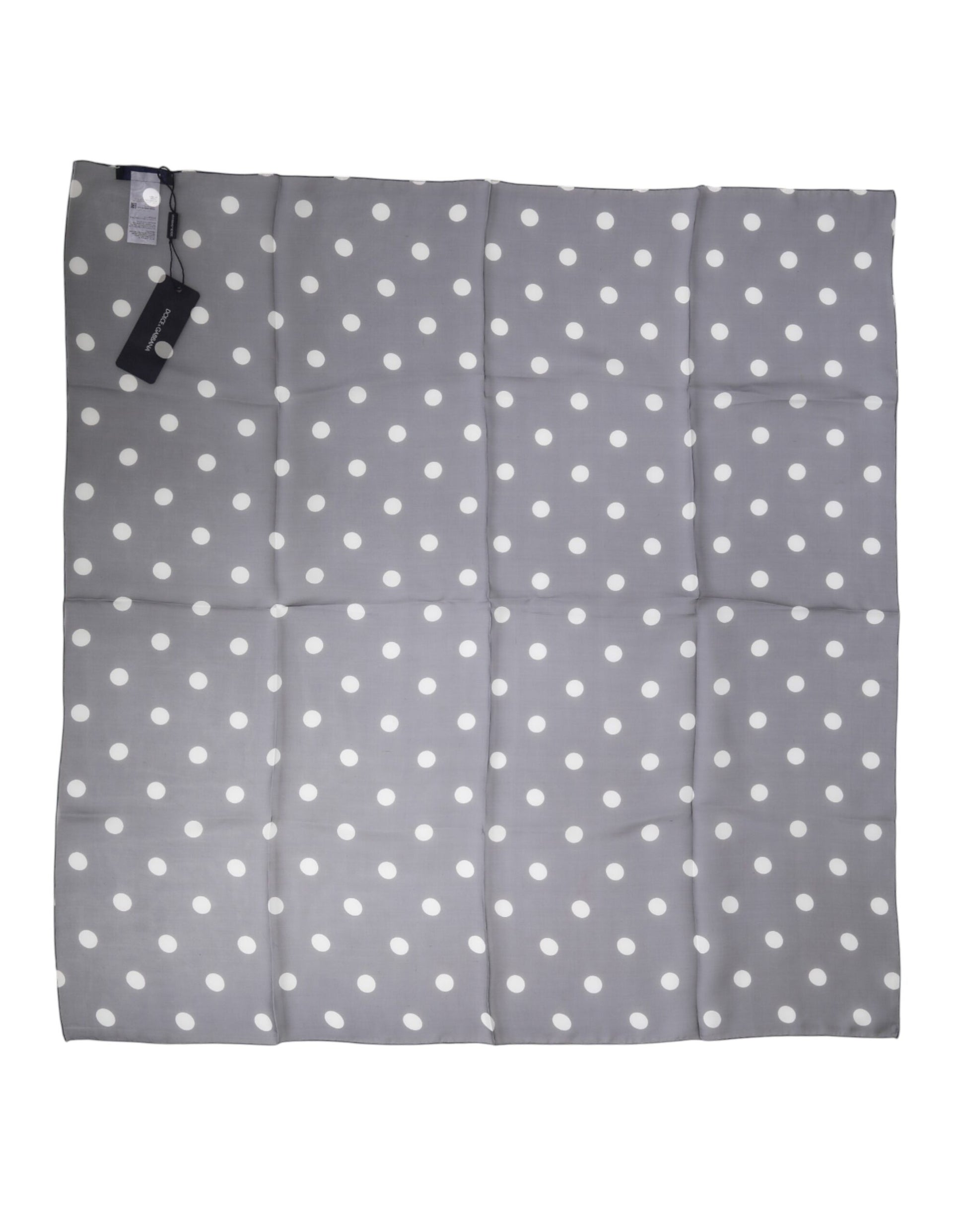 Foulard carré en soie à pois bleus Dolce & Gabbana 91,5 cm x 89,5 cm