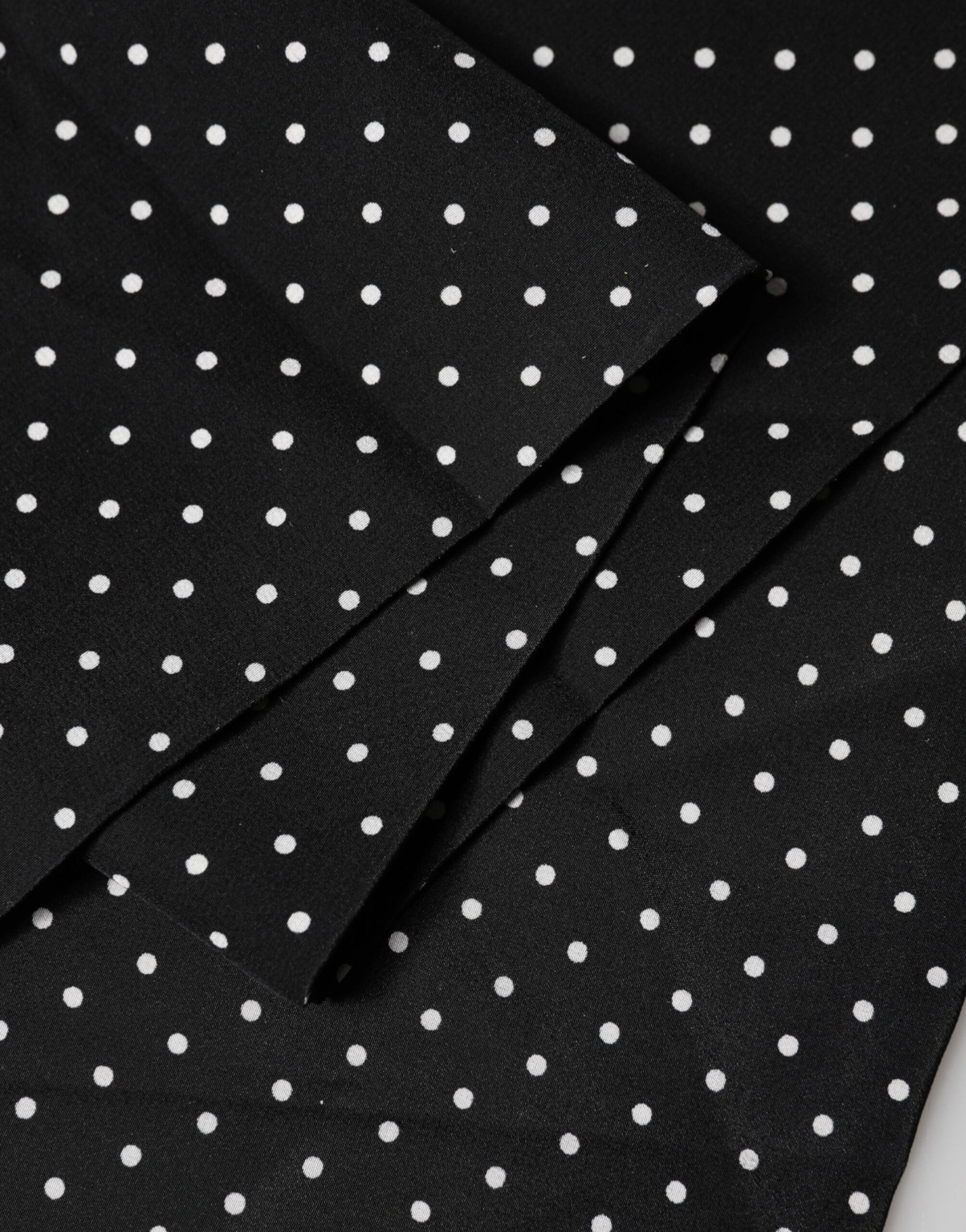 Écharpe foulard Dolce & Gabbana noire à pois 133,5 cm x 12,5 cm