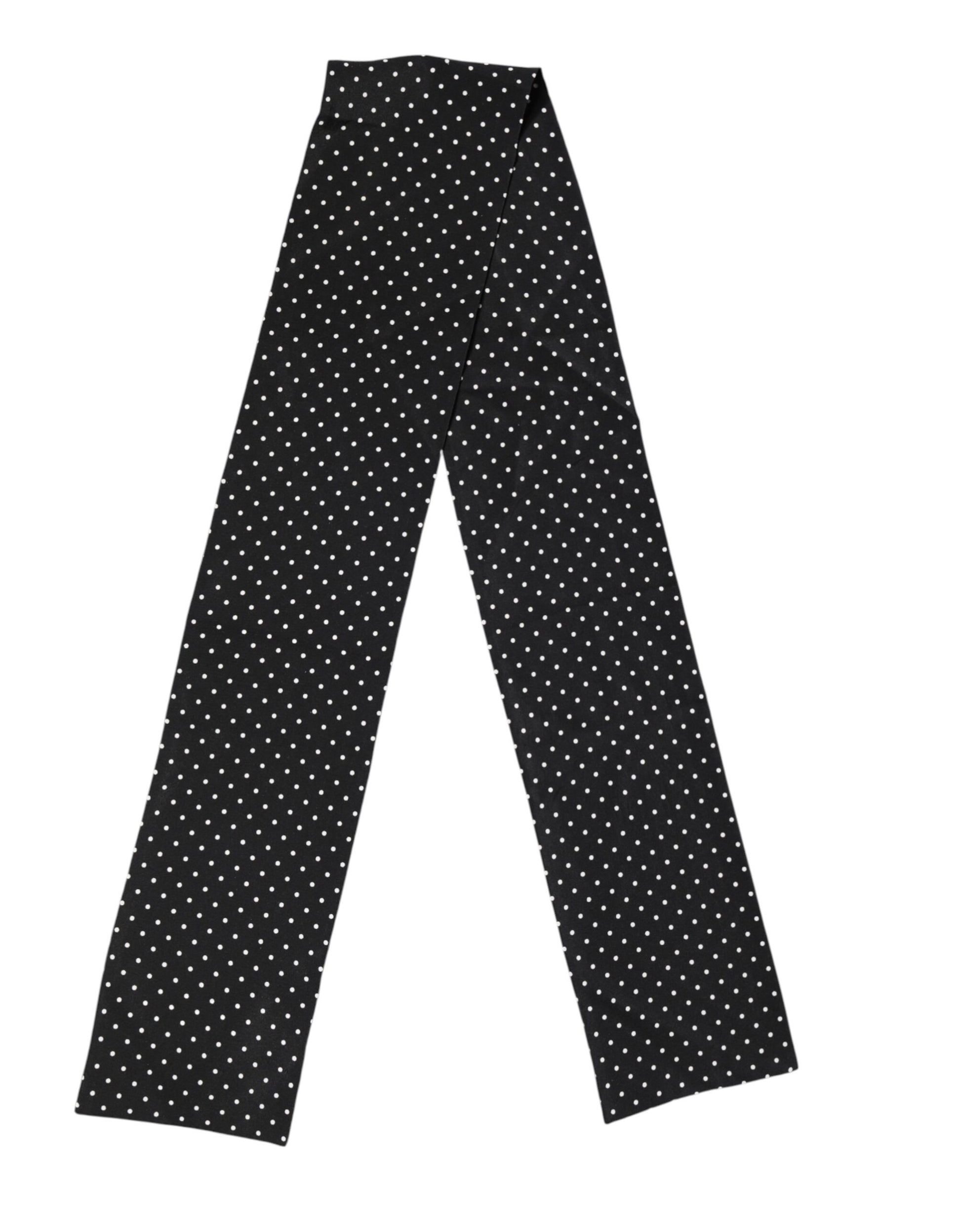 Écharpe foulard Dolce & Gabbana noire à pois 133,5 cm x 12,5 cm