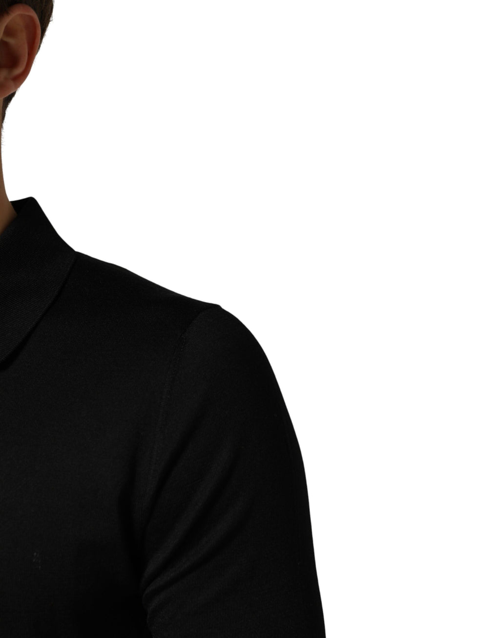 T-shirt de polo Dolce & Gabbana en soie noire à col et manches courtes