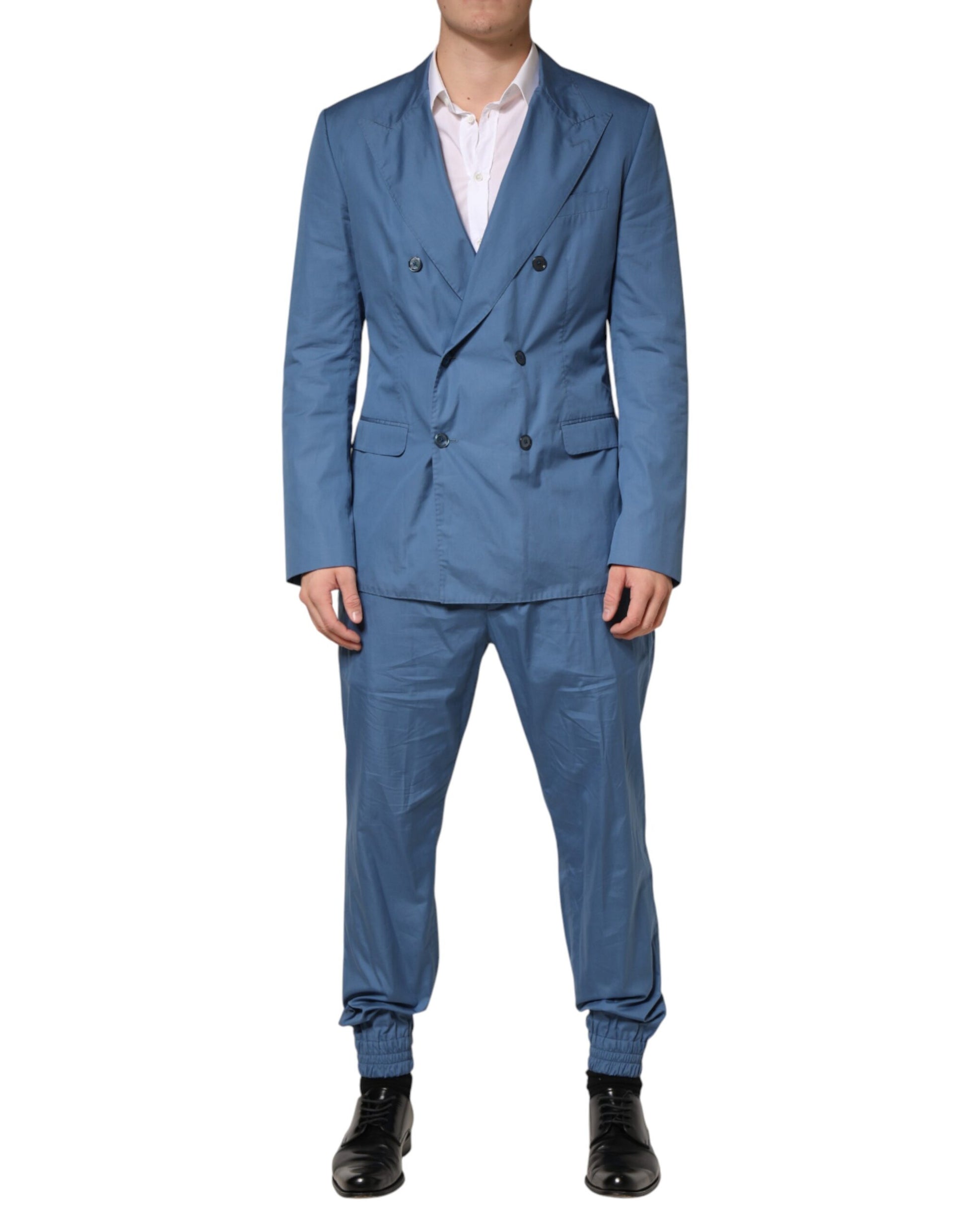 Costume croisé 2 pièces en coton bleu Dolce & Gabbana