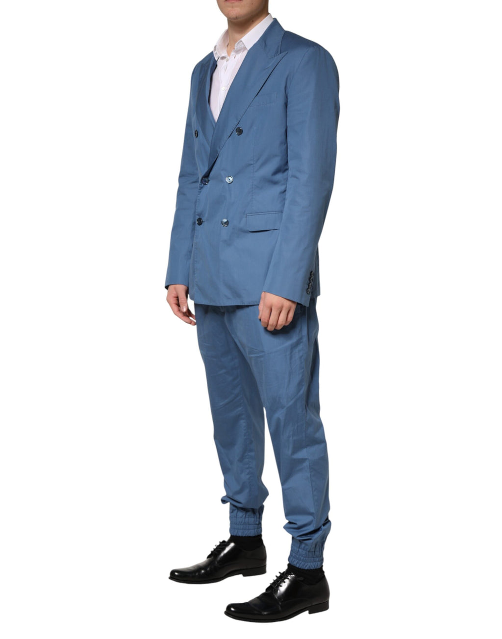 Costume croisé 2 pièces en coton bleu Dolce & Gabbana