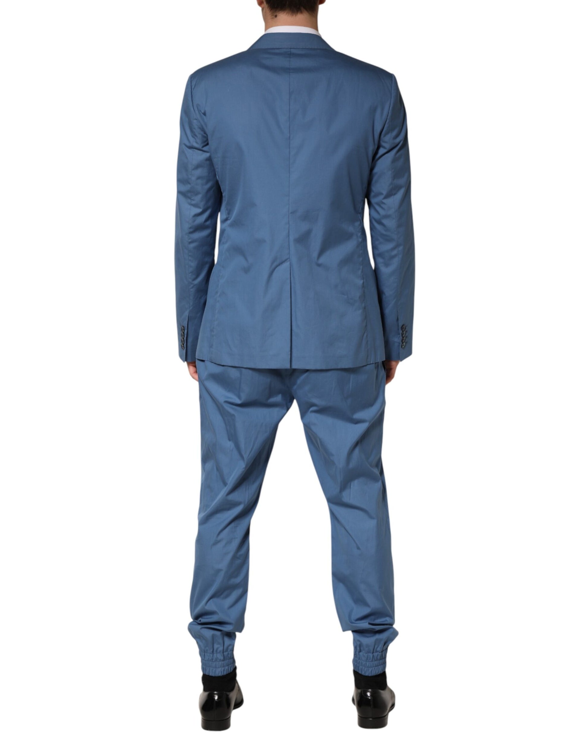 Costume croisé 2 pièces en coton bleu Dolce & Gabbana