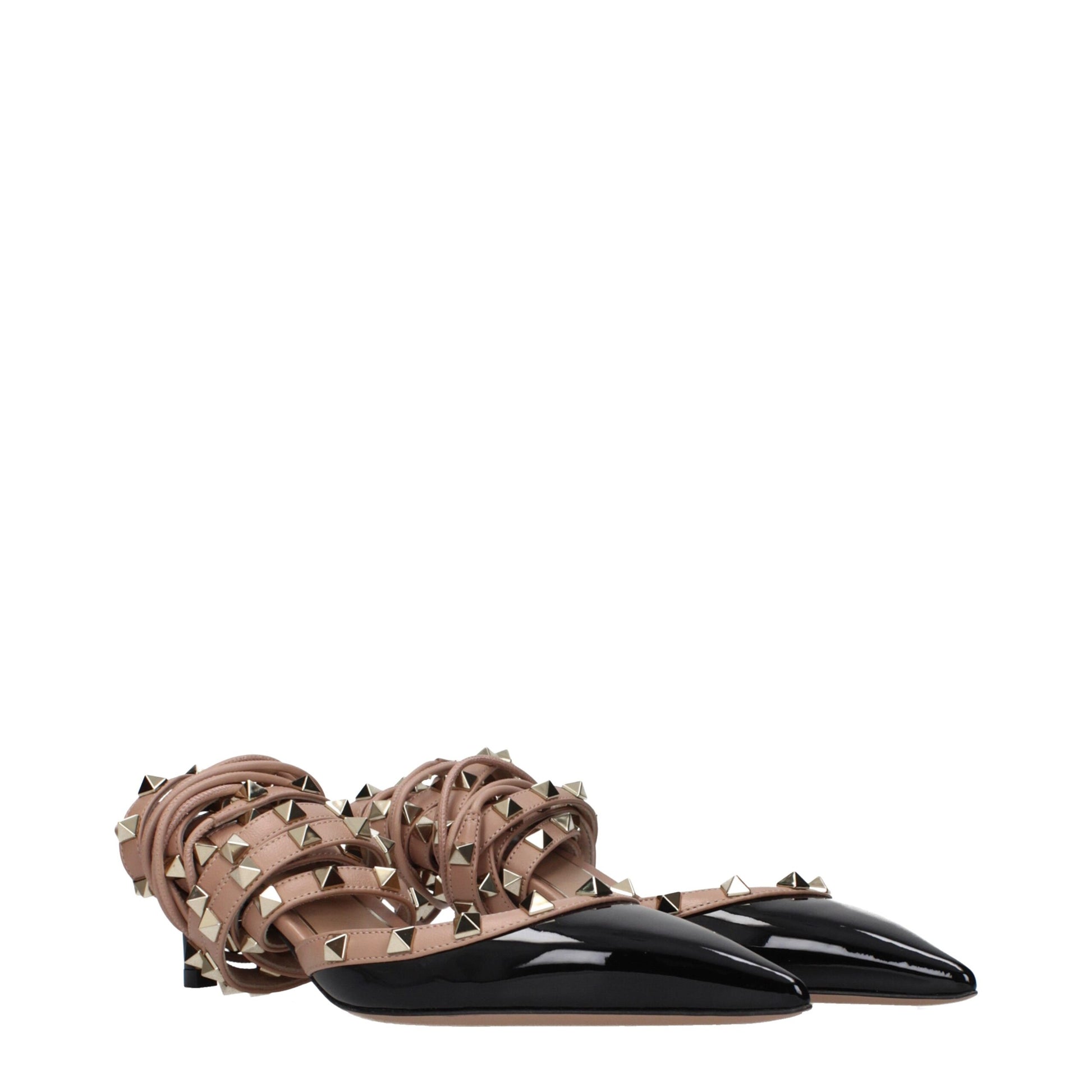 Sandales Valentino Garavani en cuir noir à enfiler
