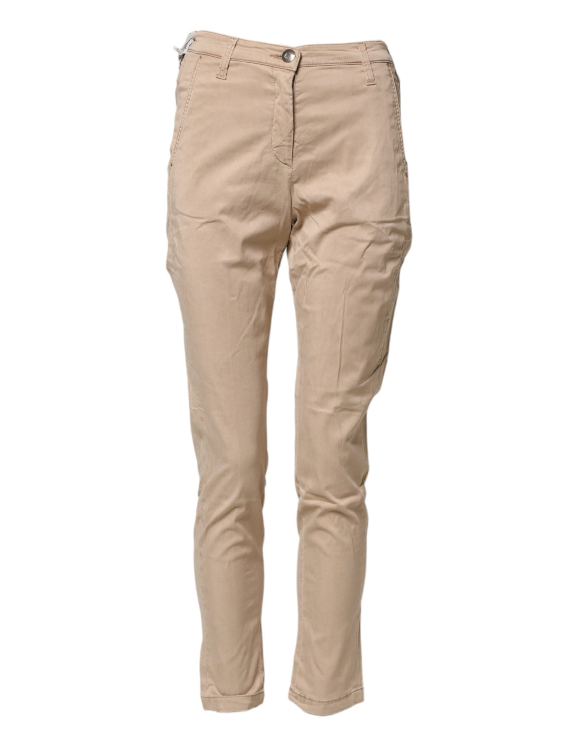 Pantalon Chino Coupe Slim Taille Haute Jacob Cohen Beige Lyocell Décontracté
