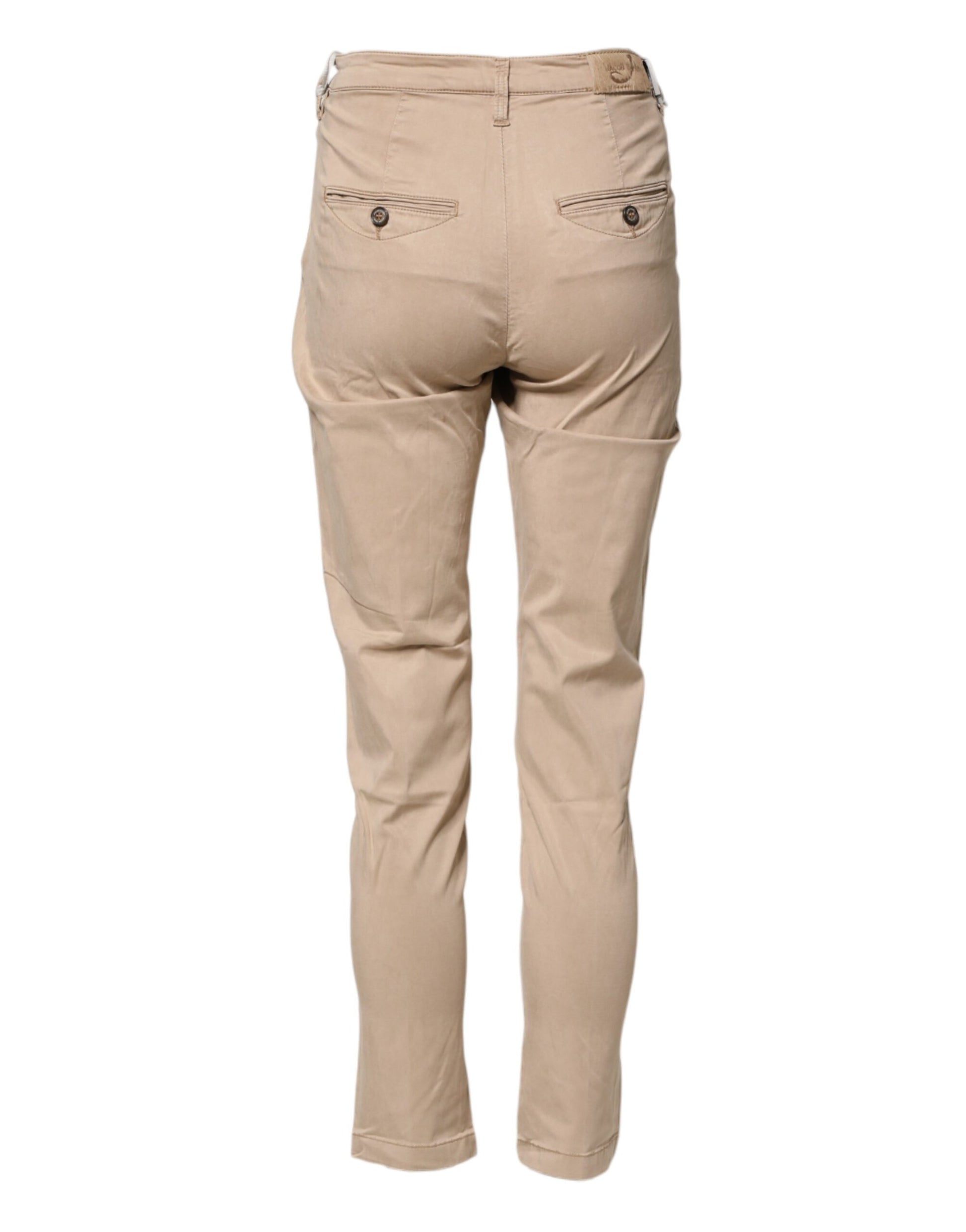 Pantalon Chino Coupe Slim Taille Haute Jacob Cohen Beige Lyocell Décontracté