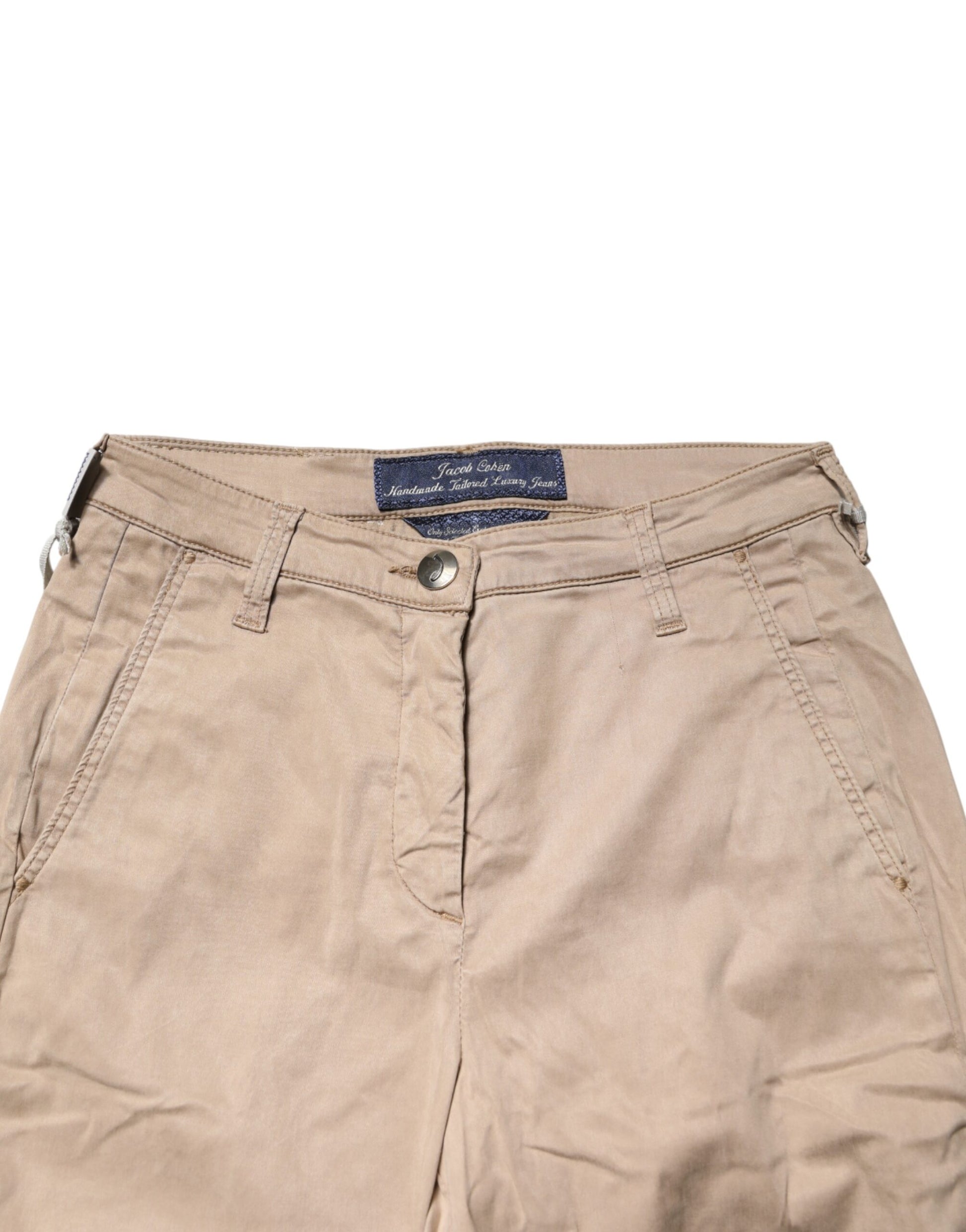 Pantalon Chino Coupe Slim Taille Haute Jacob Cohen Beige Lyocell Décontracté