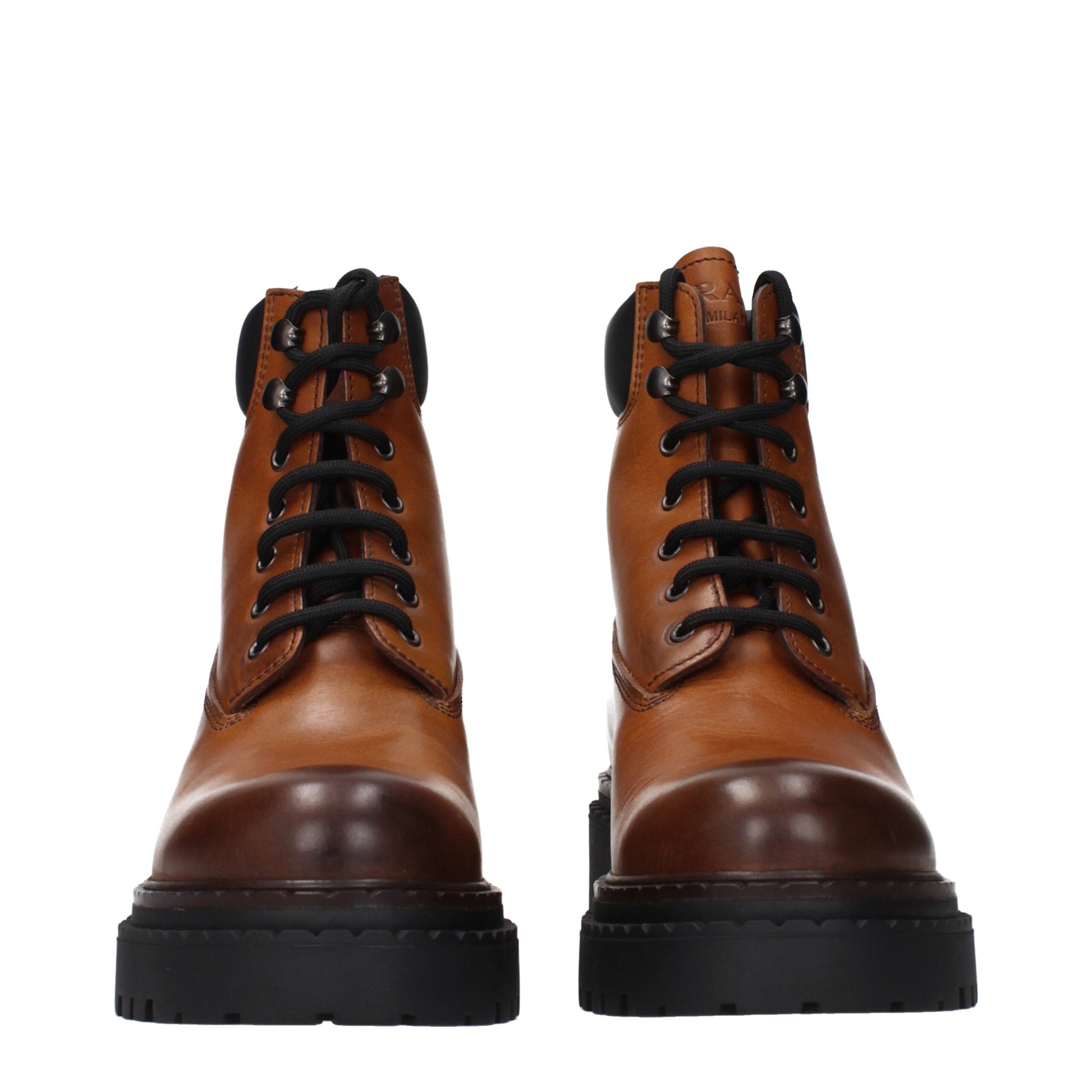 Bottines Prada en cuir marron