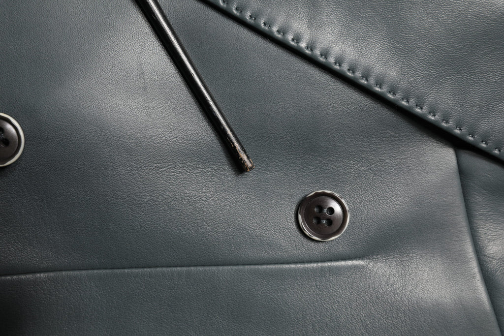Blazer croisé 2 boutons en cuir noir Dolce & Gabbana
