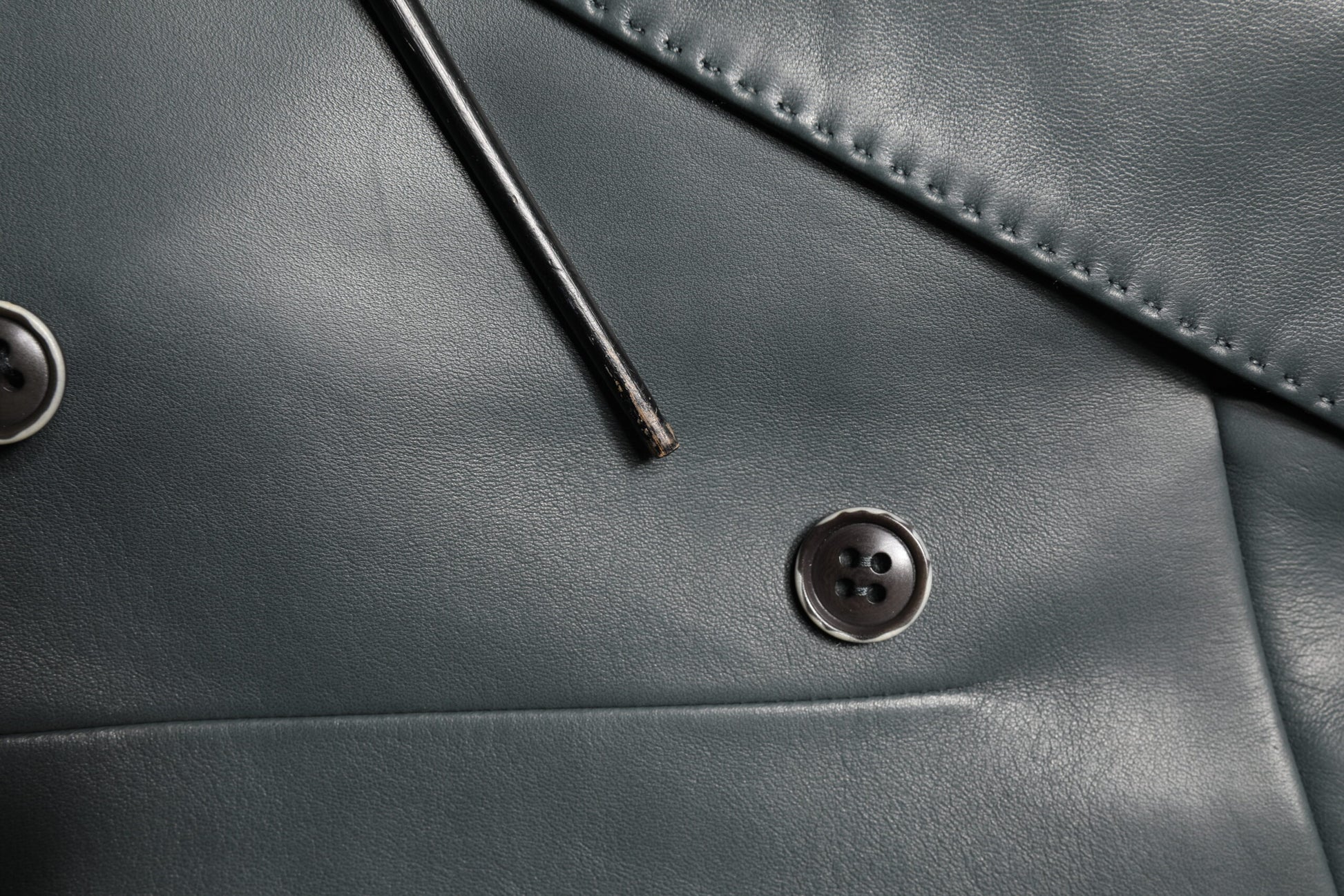 Blazer croisé 2 boutons en cuir noir Dolce & Gabbana