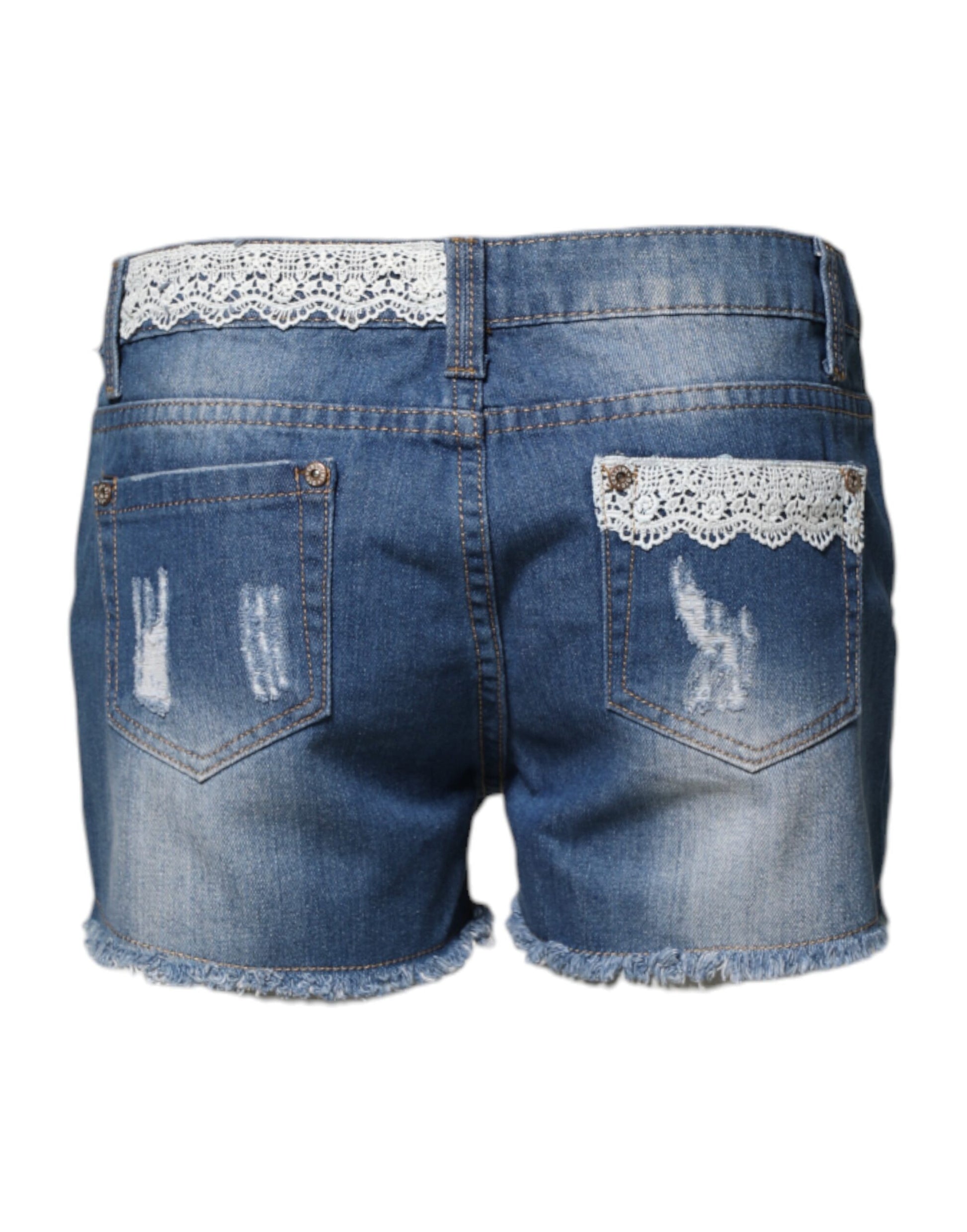 Shorts décontractés en jean taille basse en coton bleu Gio Cellini