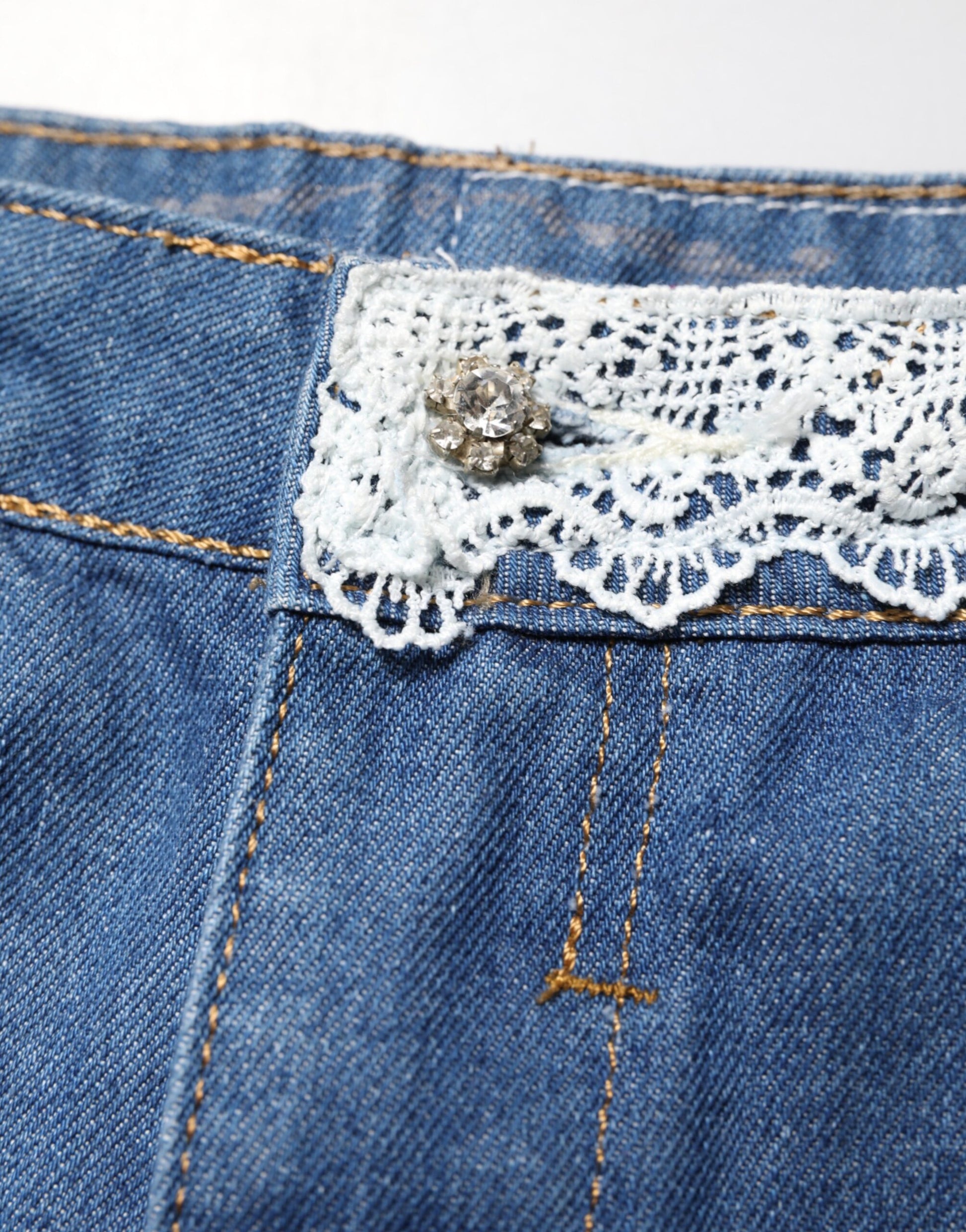 Shorts décontractés en jean taille basse en coton bleu Gio Cellini
