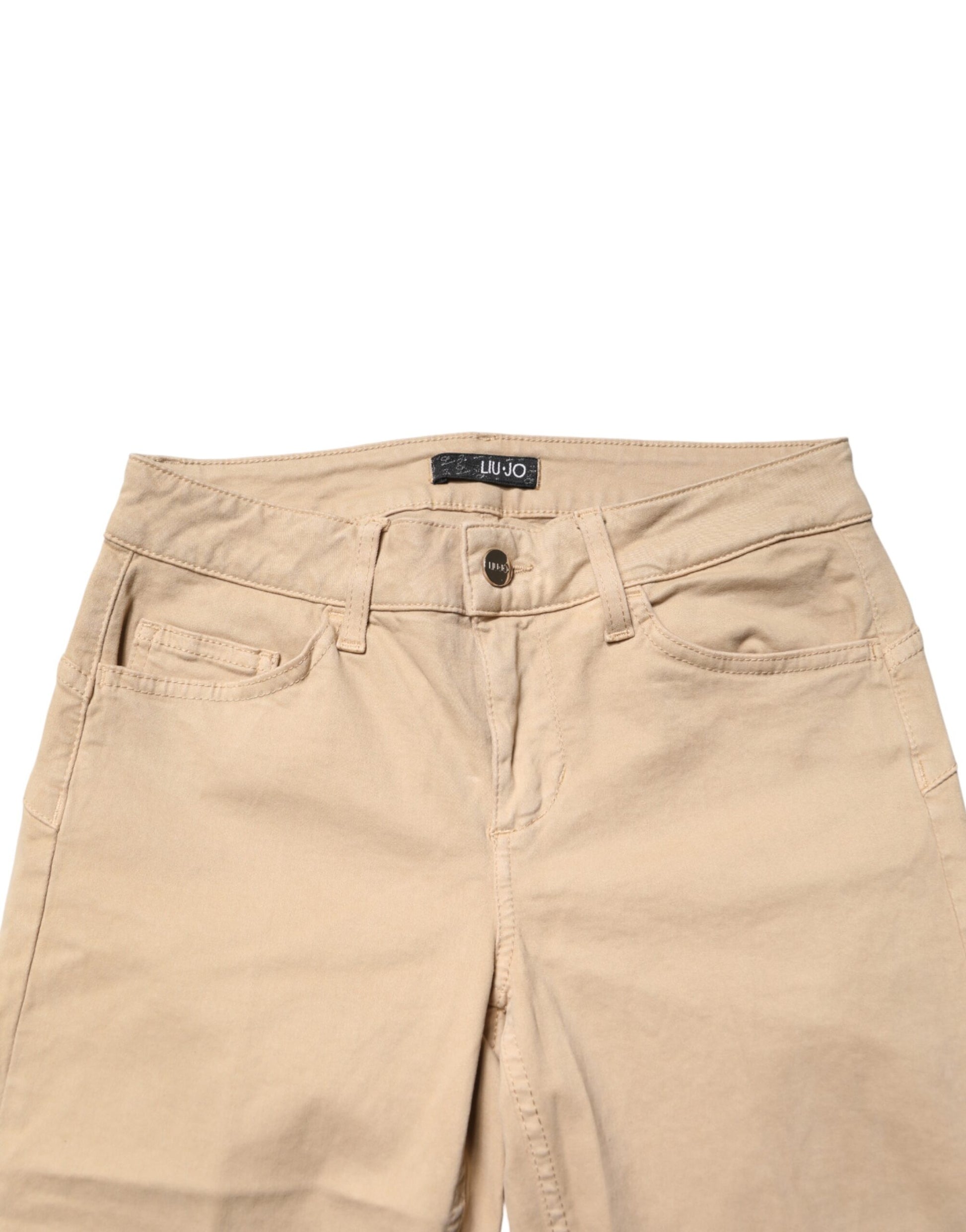 Jeans slim taille basse décontractés en denim beige Liu Jo