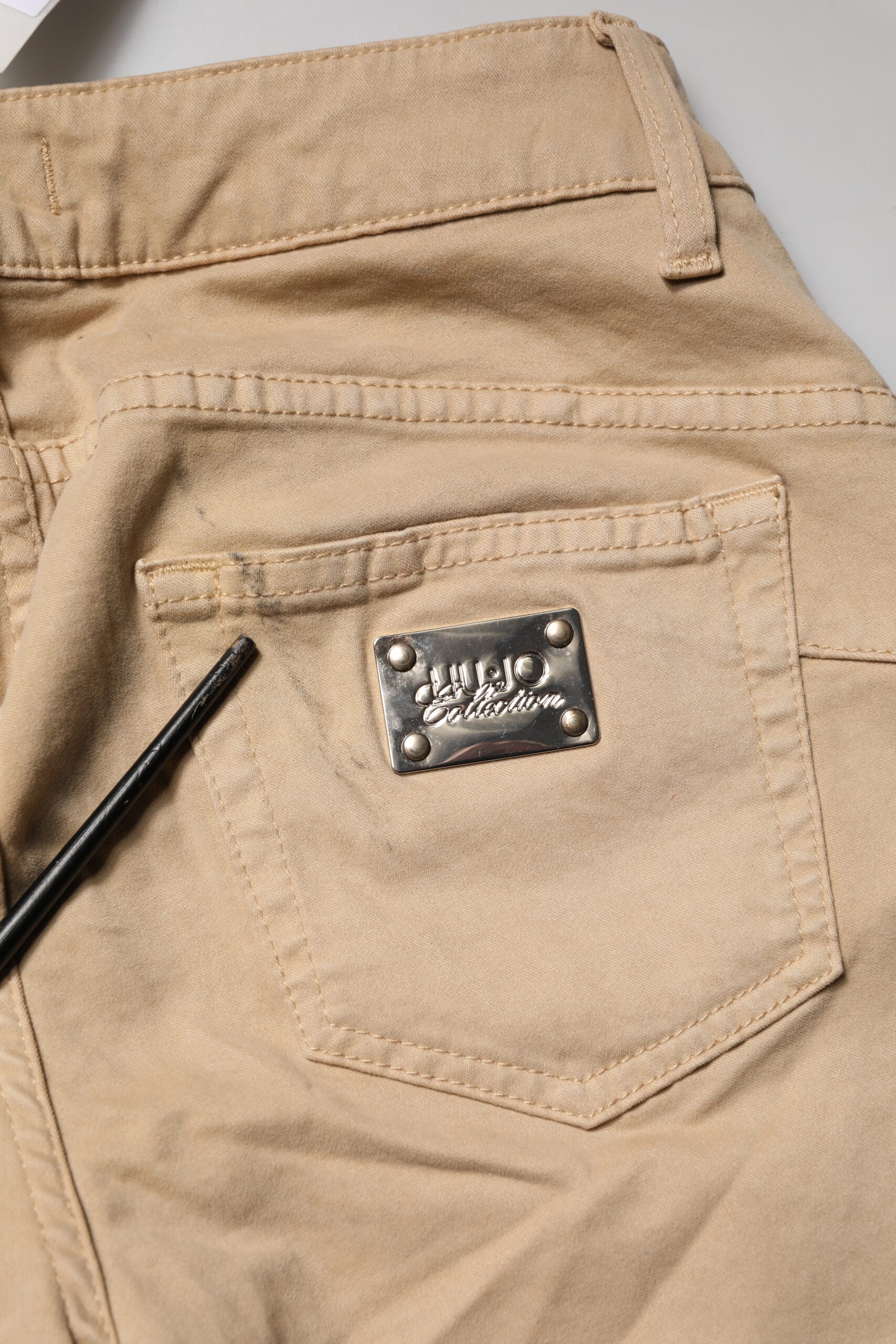 Jeans slim taille basse décontractés en denim beige Liu Jo