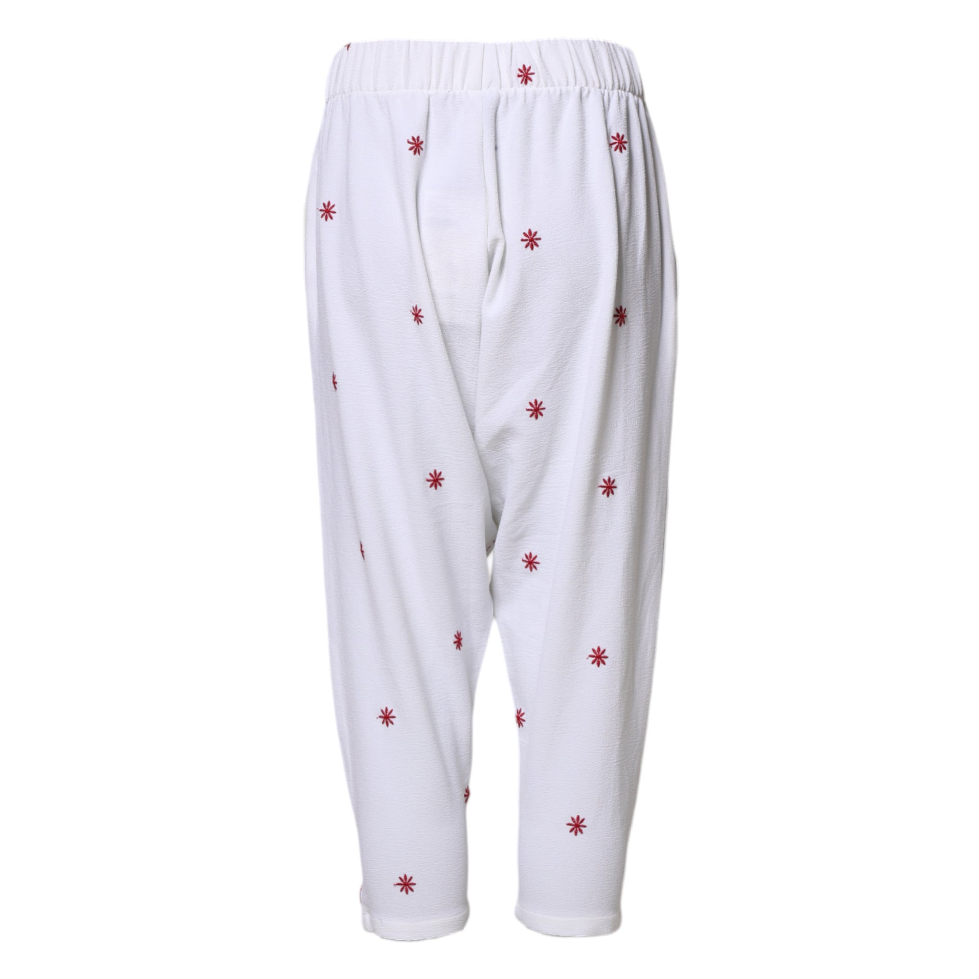 Pantalon fuselé taille haute court à motif floral blanc Department 5